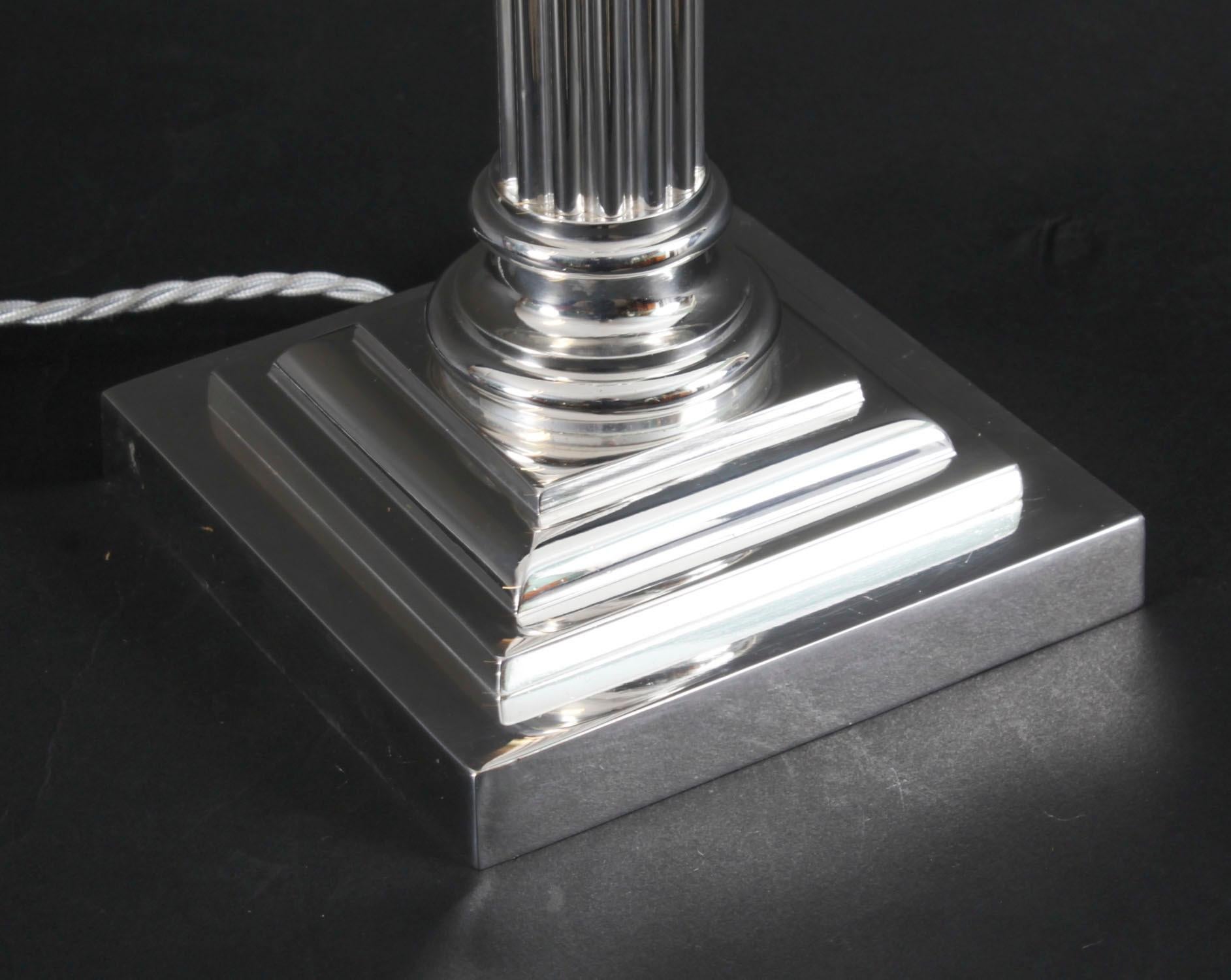 Ancienne lampe de table à colonne corinthienne plaquée argent Victorien 19ème siècle en vente 4