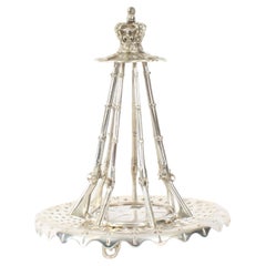 Antique Silver Plated Coronet & Rifles Toast Rack 20th Century
