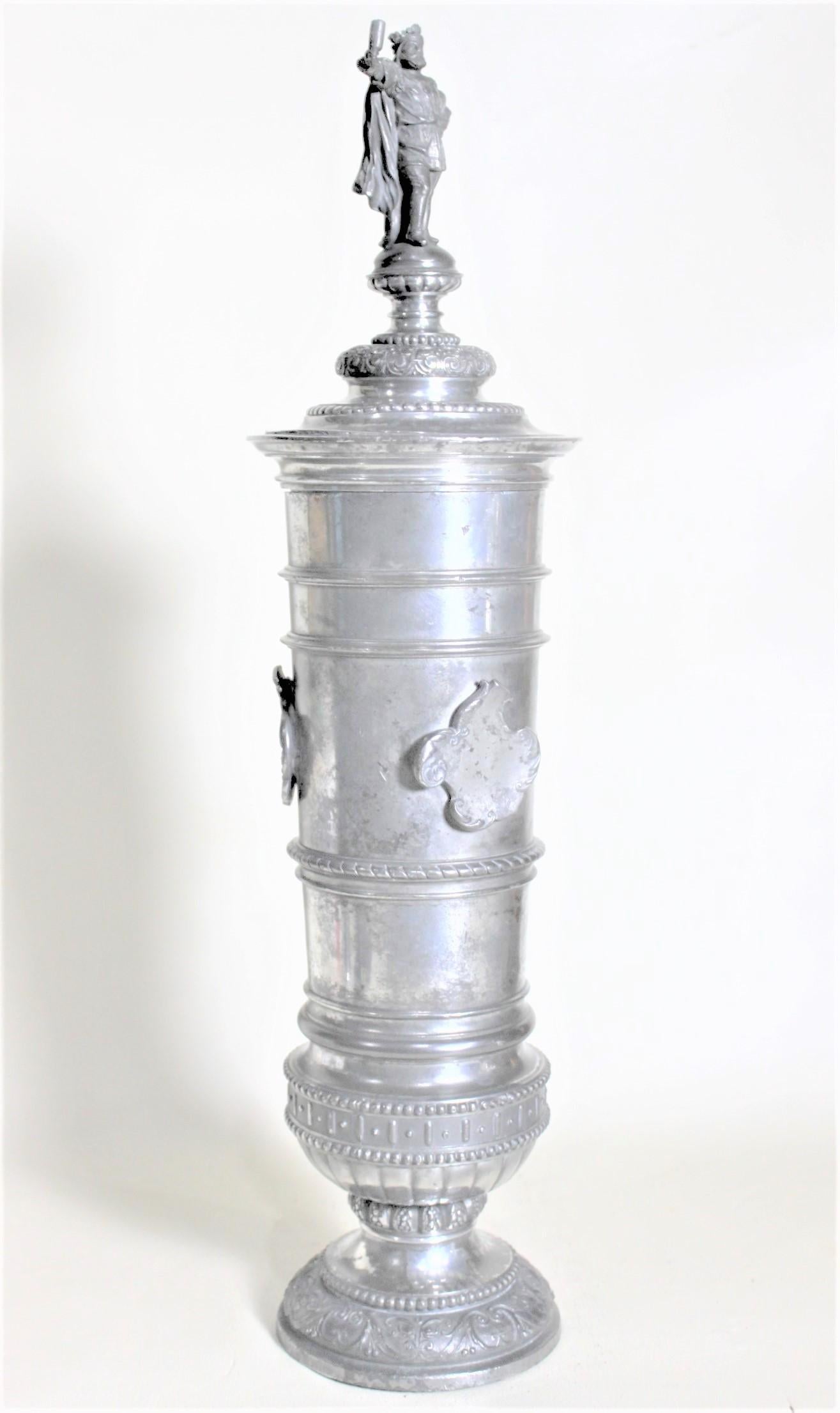 Edwardian Antique Silver Plated Covered Urn or Chalice with Figural Top  For Sale