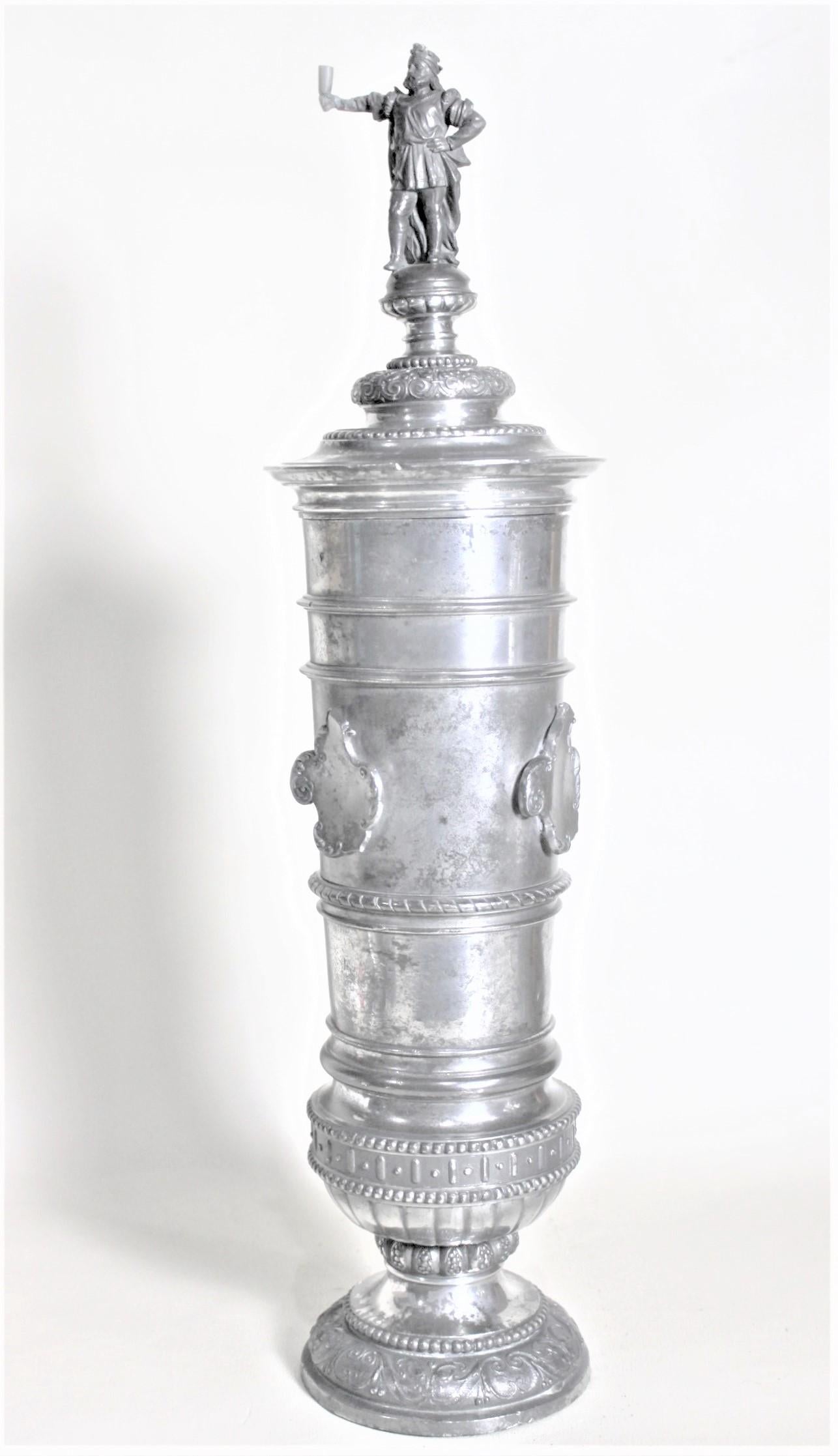 English Antique Silver Plated Covered Urn or Chalice with Figural Top  For Sale