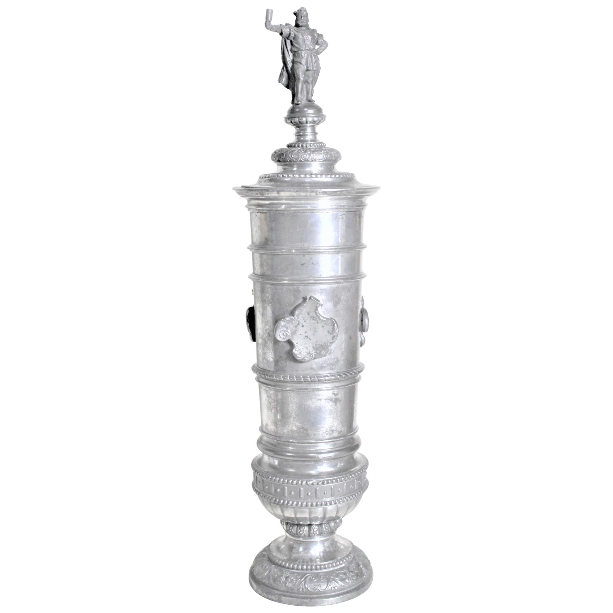 Antique Silver Plated Covered Urn or Chalice with Figural Top 