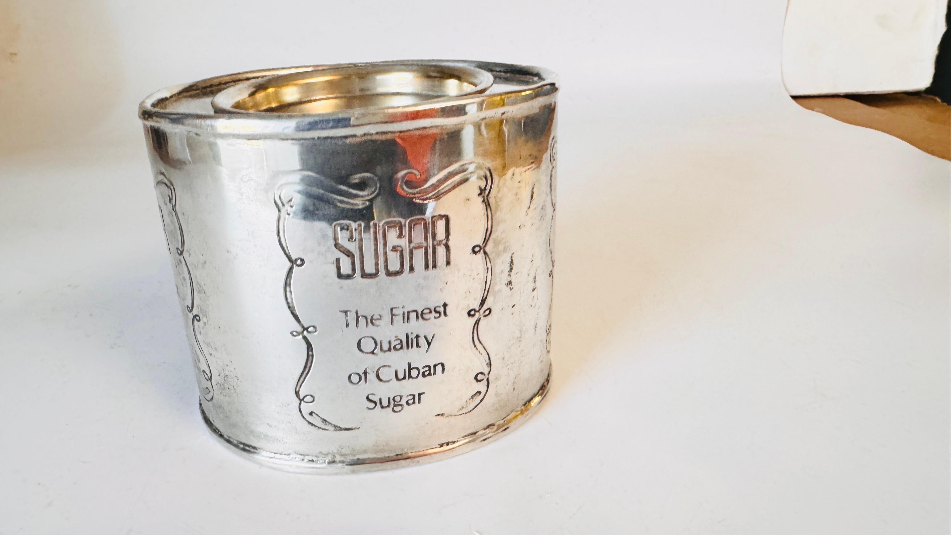 Classique américain Sucrier cubain ancien en métal argenté, forme ovale, début du 20e siècle en vente