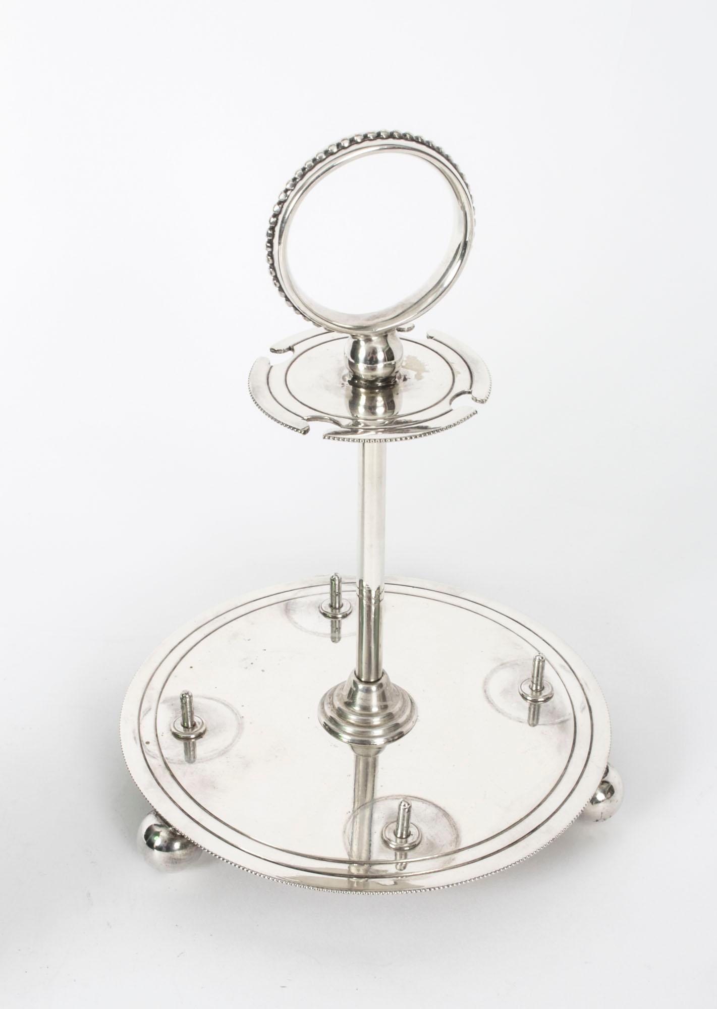 Antique Silver Plated Egg Cruet with Spoons, 19th Century 5