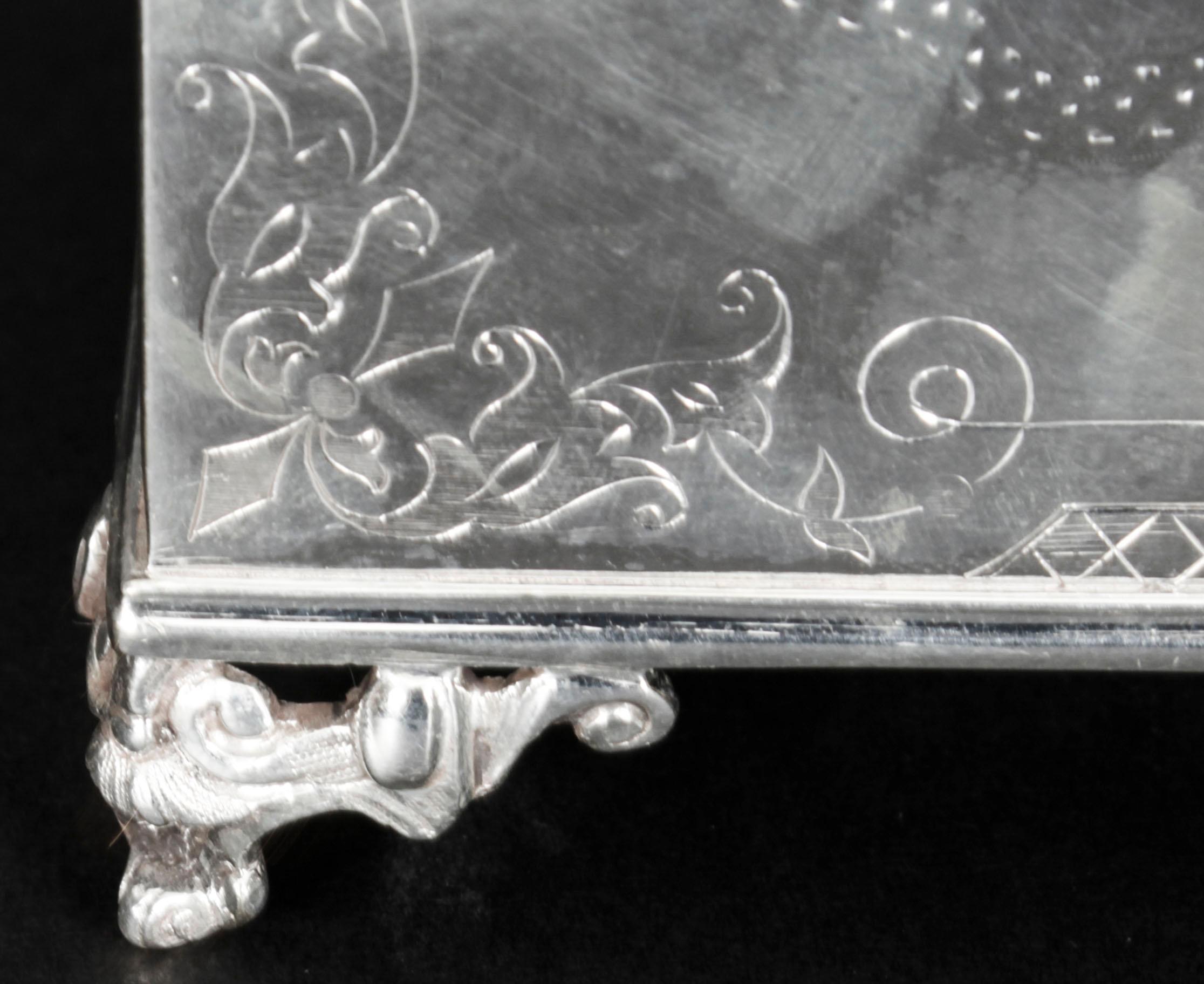 Antique Silver Plated Empire Revival Tea Caddy 19th Century For Sale 8