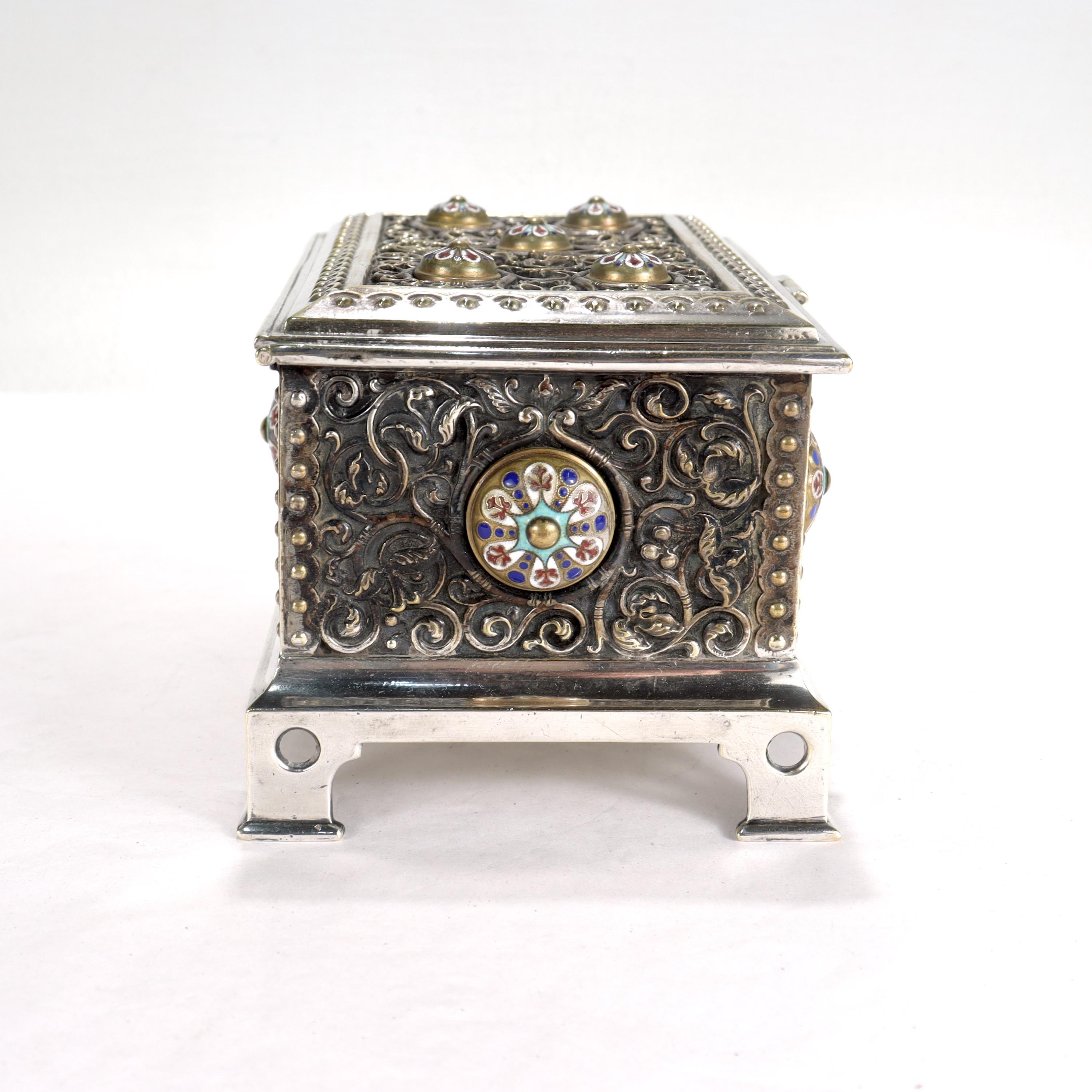 Antique Silver Plated & Enameled Table Box or Casket in the Russian Taste For Sale 2