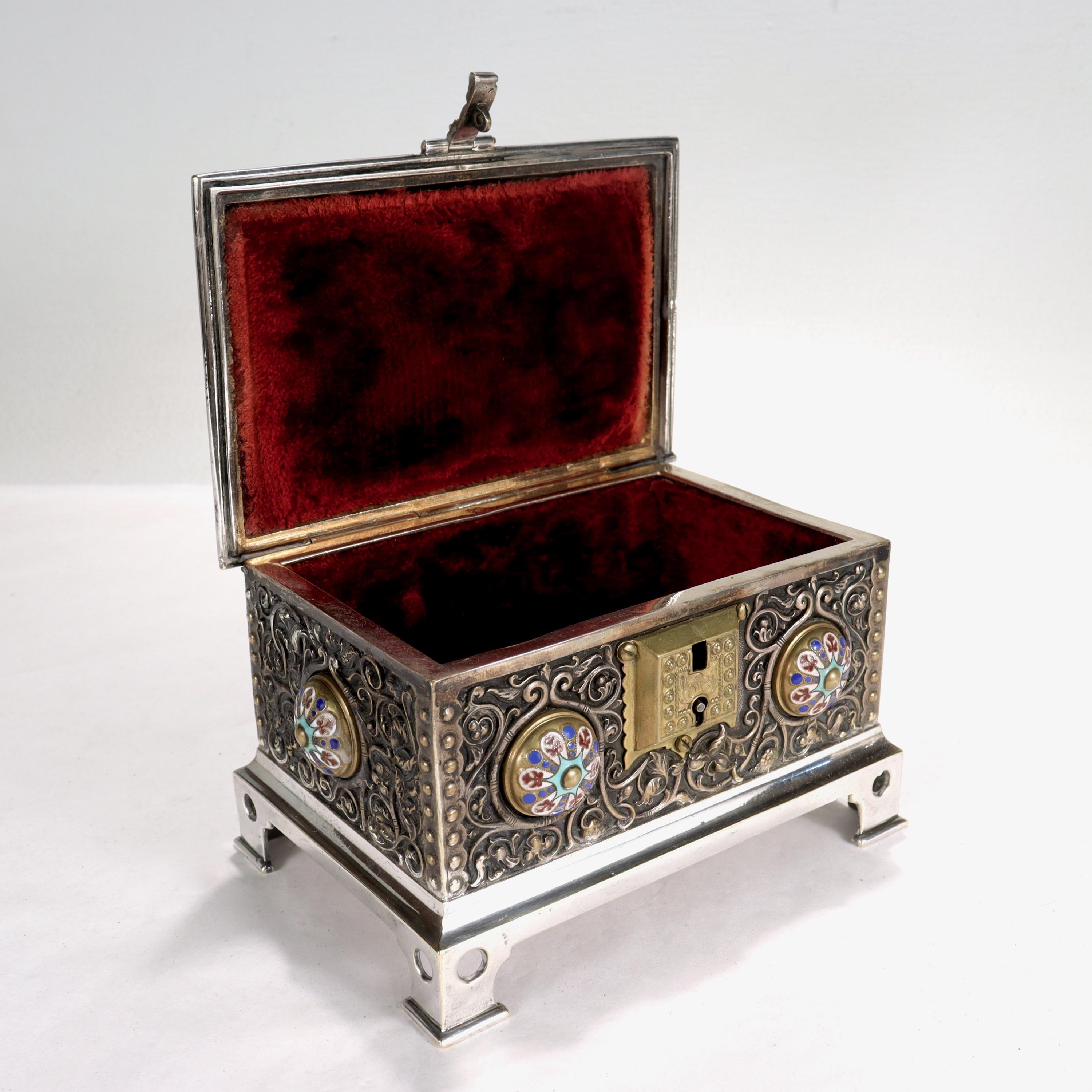 Antique Silver Plated & Enameled Table Box or Casket in the Russian Taste For Sale 3