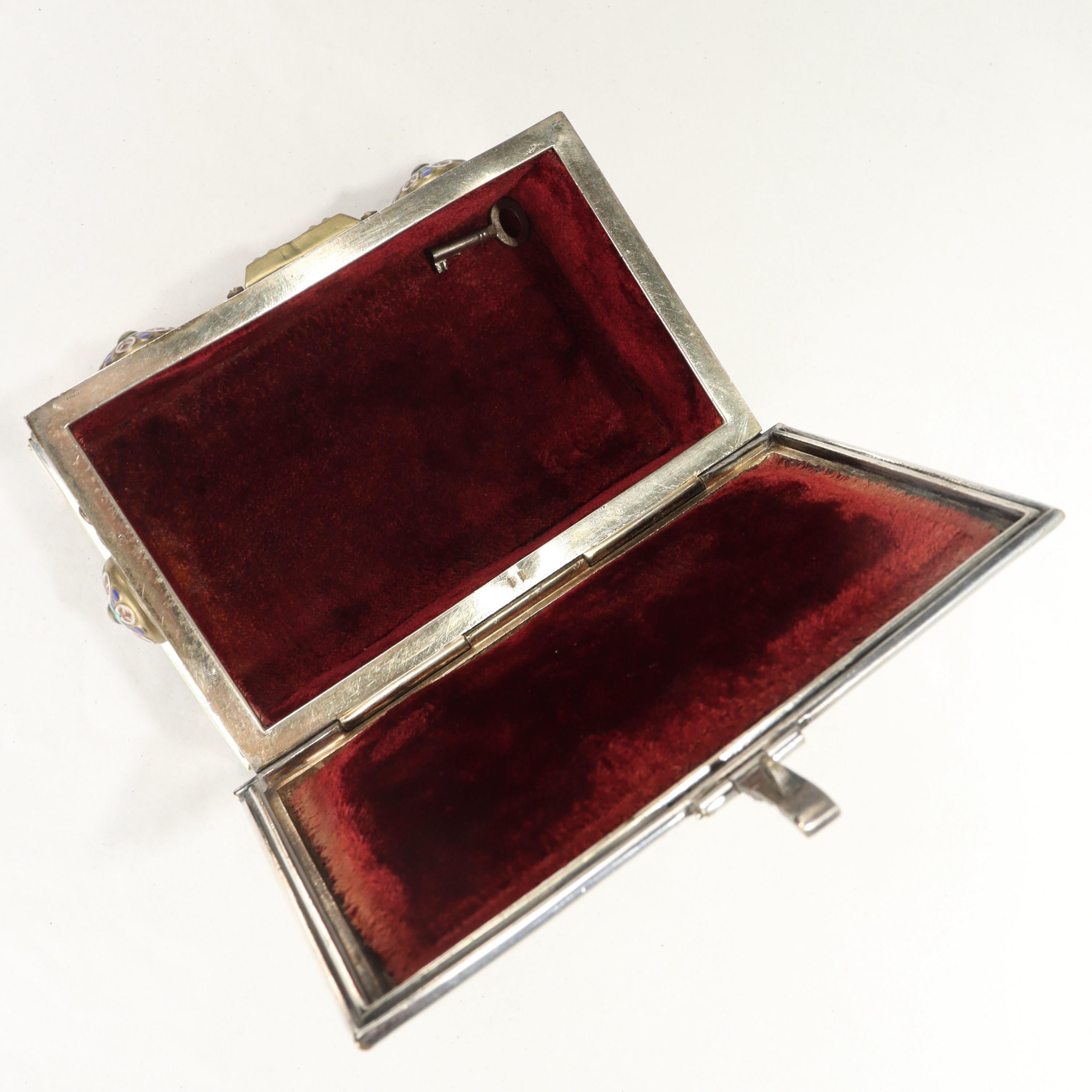 Antique Silver Plated & Enameled Table Box or Casket in the Russian Taste For Sale 5
