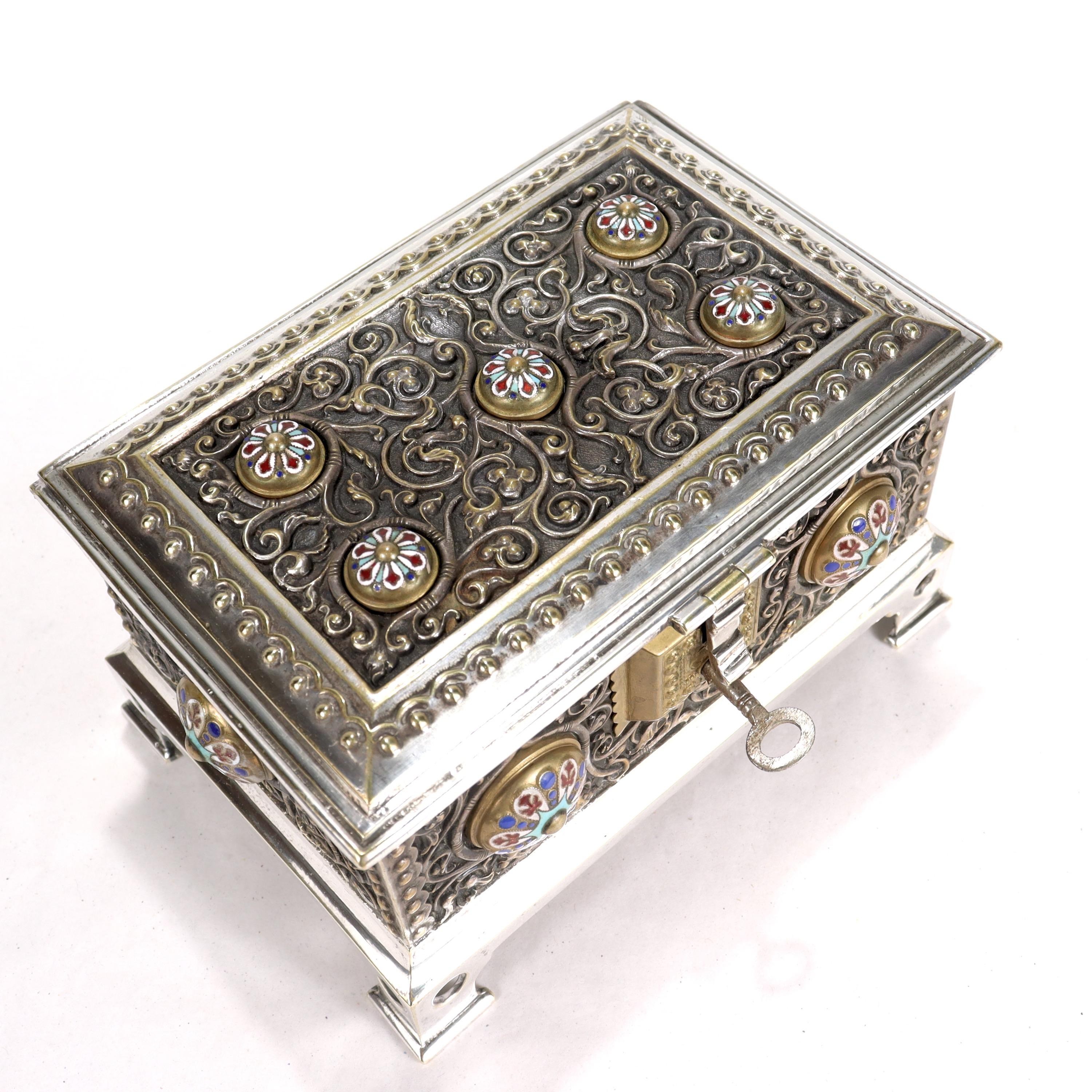 Antique Silver Plated & Enameled Table Box or Casket in the Russian Taste For Sale 6