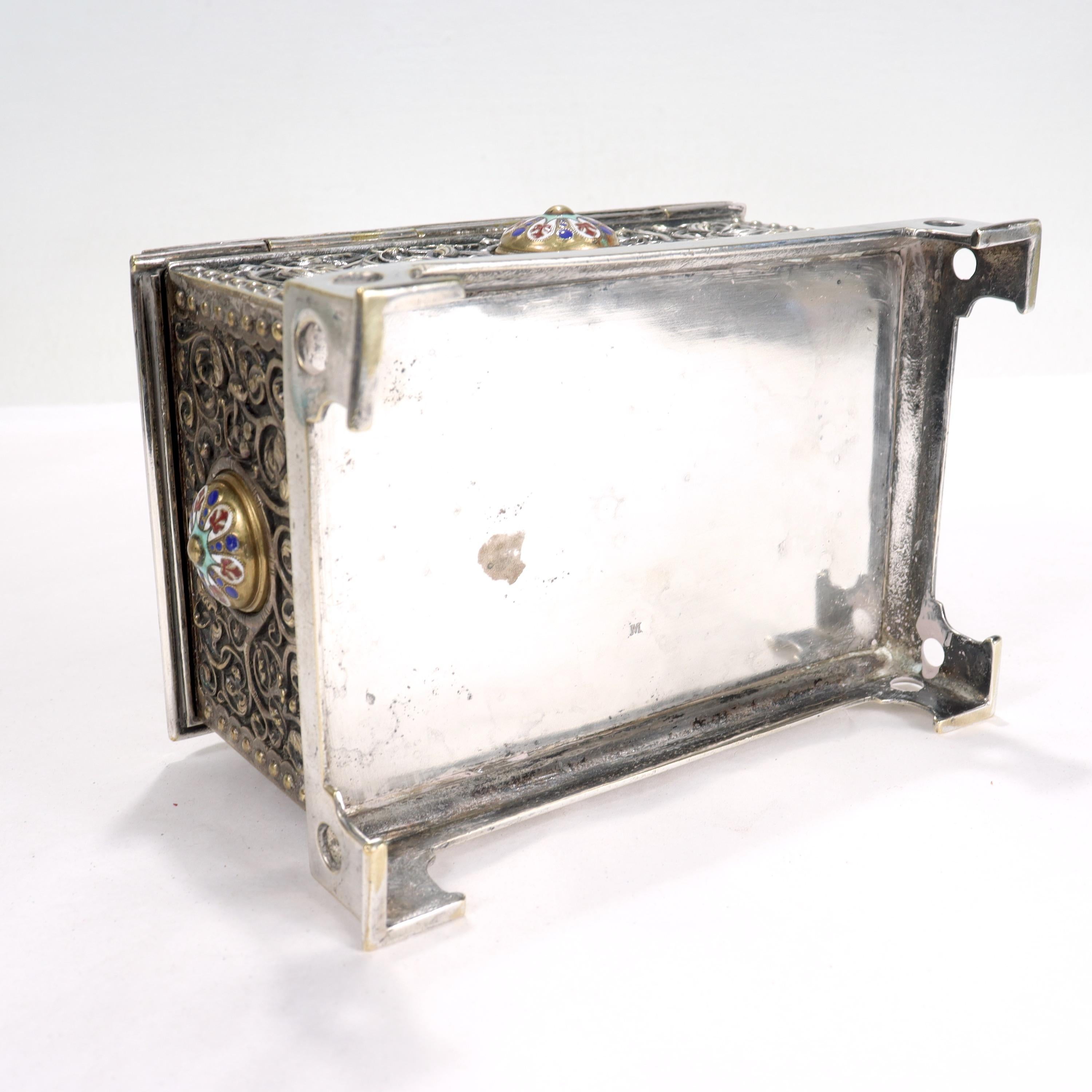 Antique Silver Plated & Enameled Table Box or Casket in the Russian Taste For Sale 7