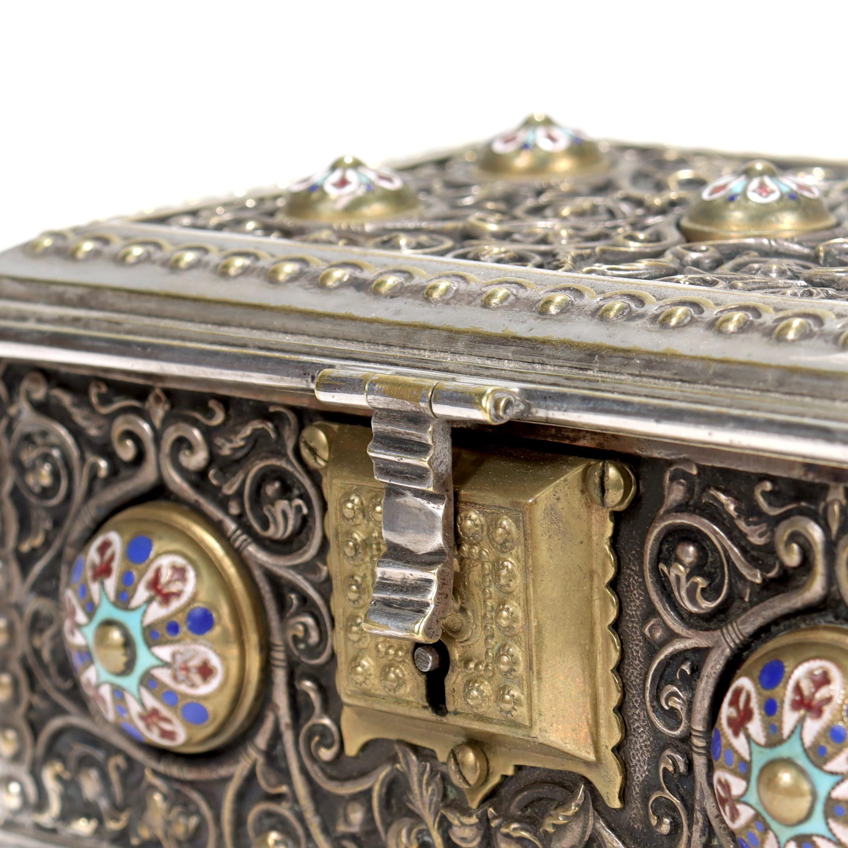 Antique Silver Plated & Enameled Table Box or Casket in the Russian Taste For Sale 10
