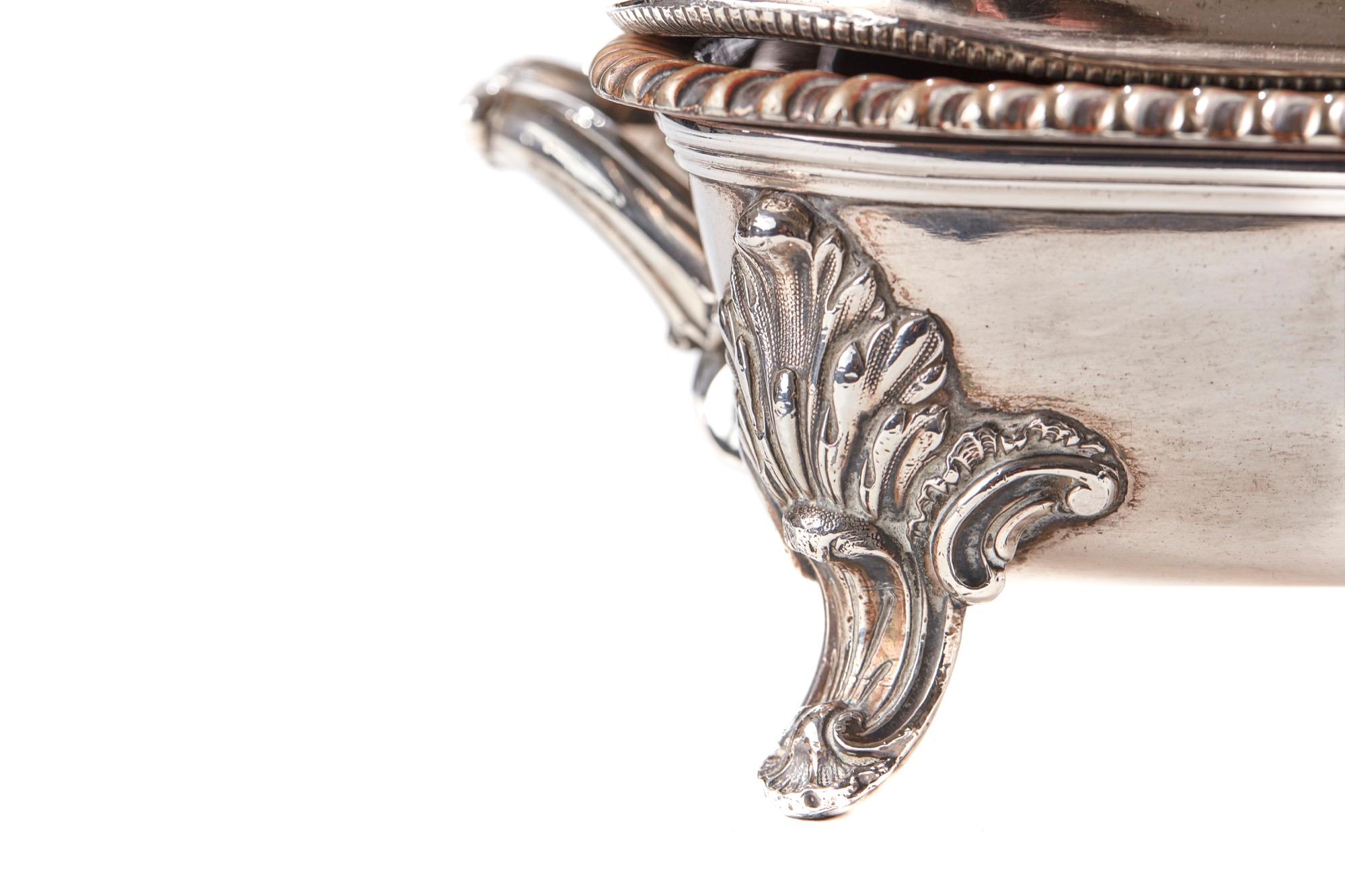 European Antique Silver Plated Entree Dish For Sale