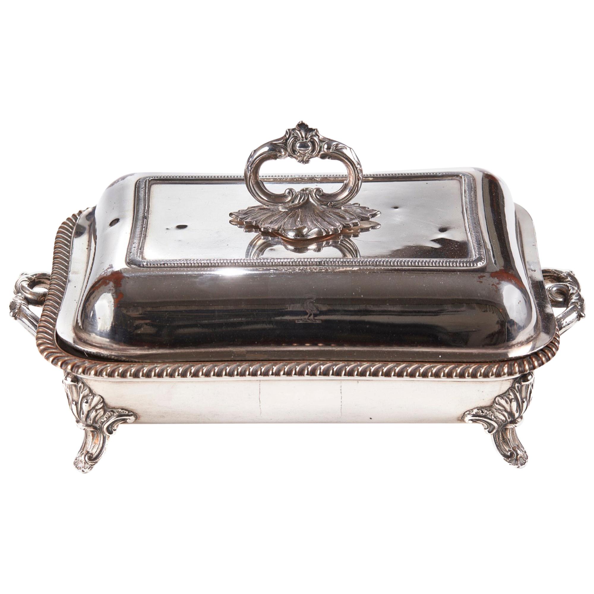 Antique Silver Plated Entree Dish For Sale