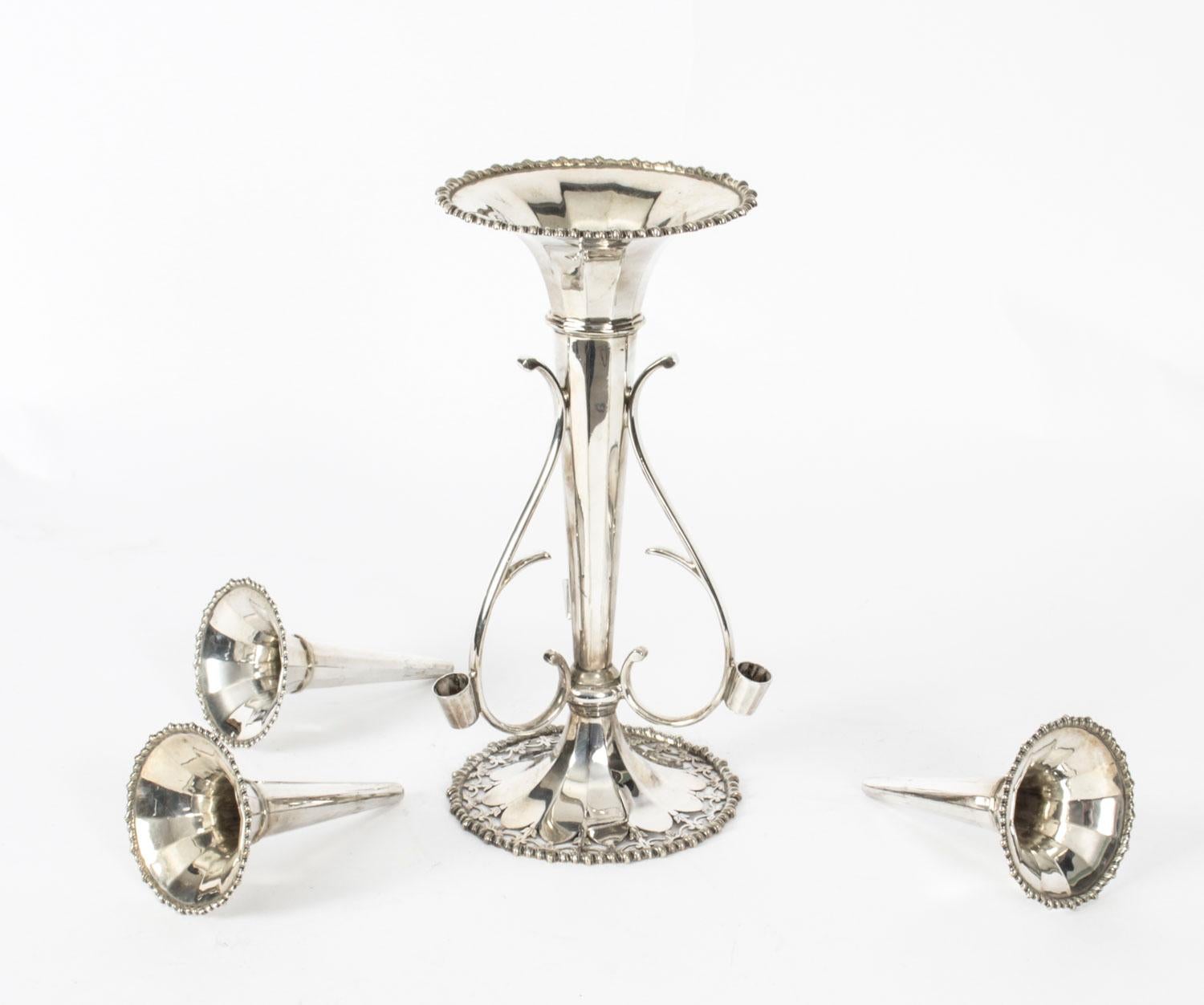 Victorian Antique Silver Plated Epergne Vase by Daniel & Arter, 19th C