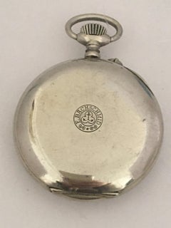 Antique Silver Plated F.Bachschmid Open Face Pocket Watch Swiss, 1900s