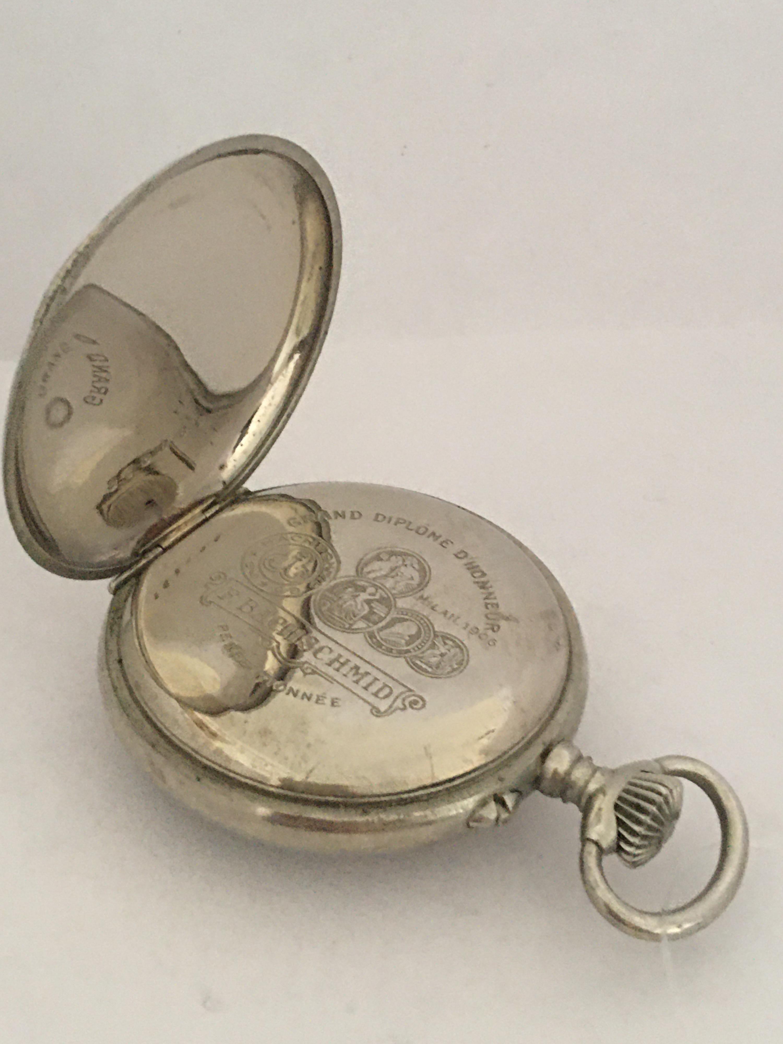 Antique Silver Plated F.Bachschmid Open Face Pocket Watch Swiss, 1900s In Good Condition For Sale In Carlisle, GB