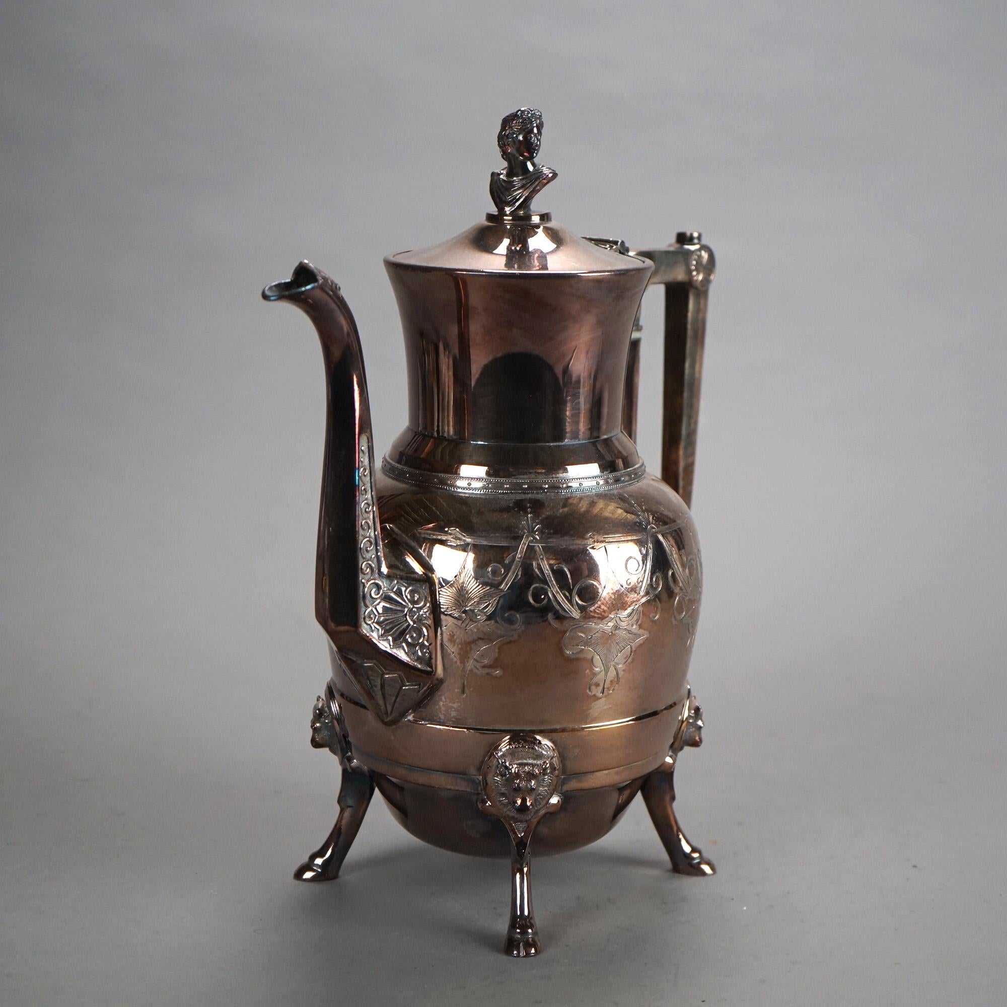 Théière ancienne en argent plaqué avec gravure C1890

Dimensions - 11,5 