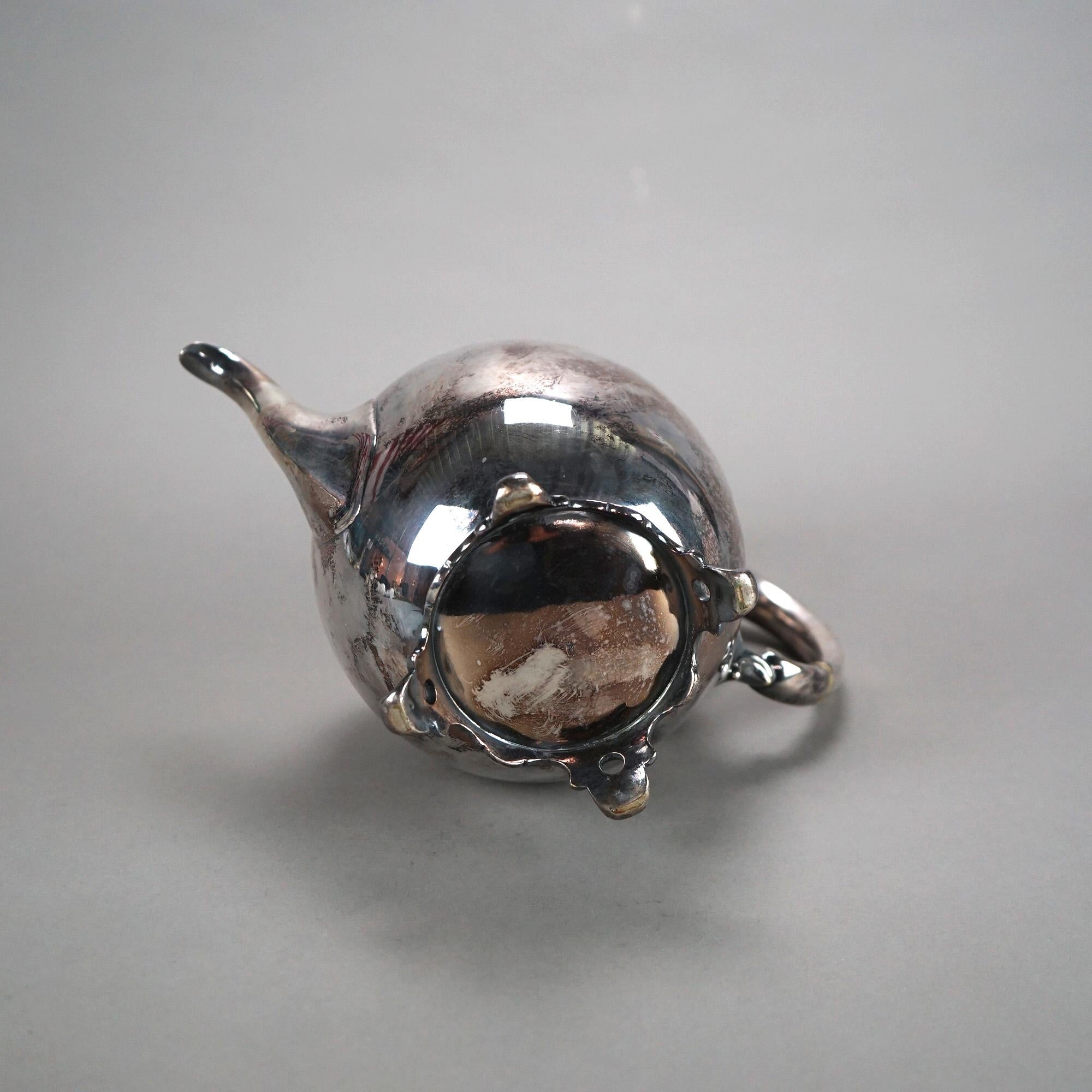 Antique Silver Plated Footed & Figural Teapot C1890 3