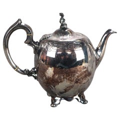Antique Silver Plated Footed & Figural Teapot C1890