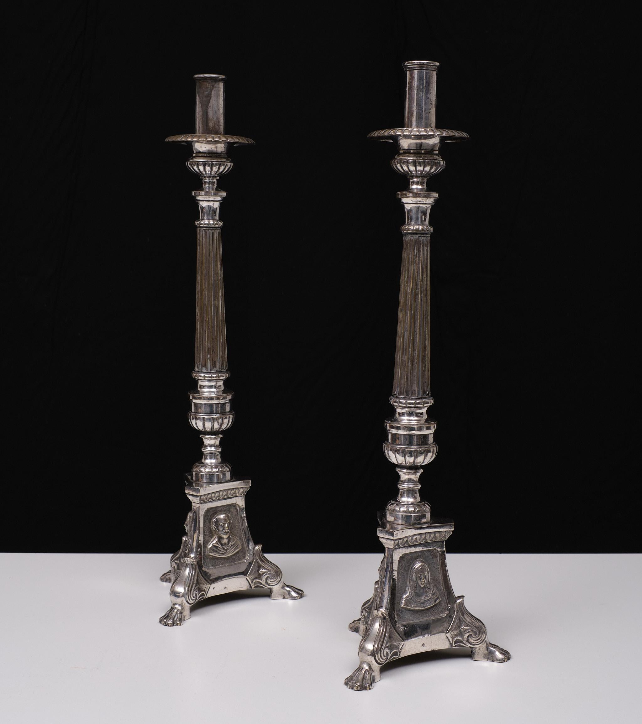 Antique Silver plated France church candle sticks  1850s  For Sale 5
