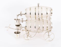 Antike versilberte mattierte Kristallfass-Spender & Eimer 19.