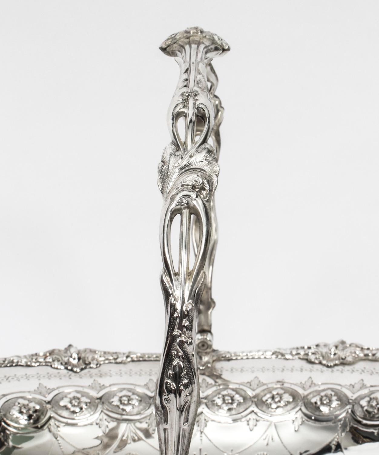 Victorian Antique Silver Plated Fruit Basket by Henry Atkins & Co 19th C