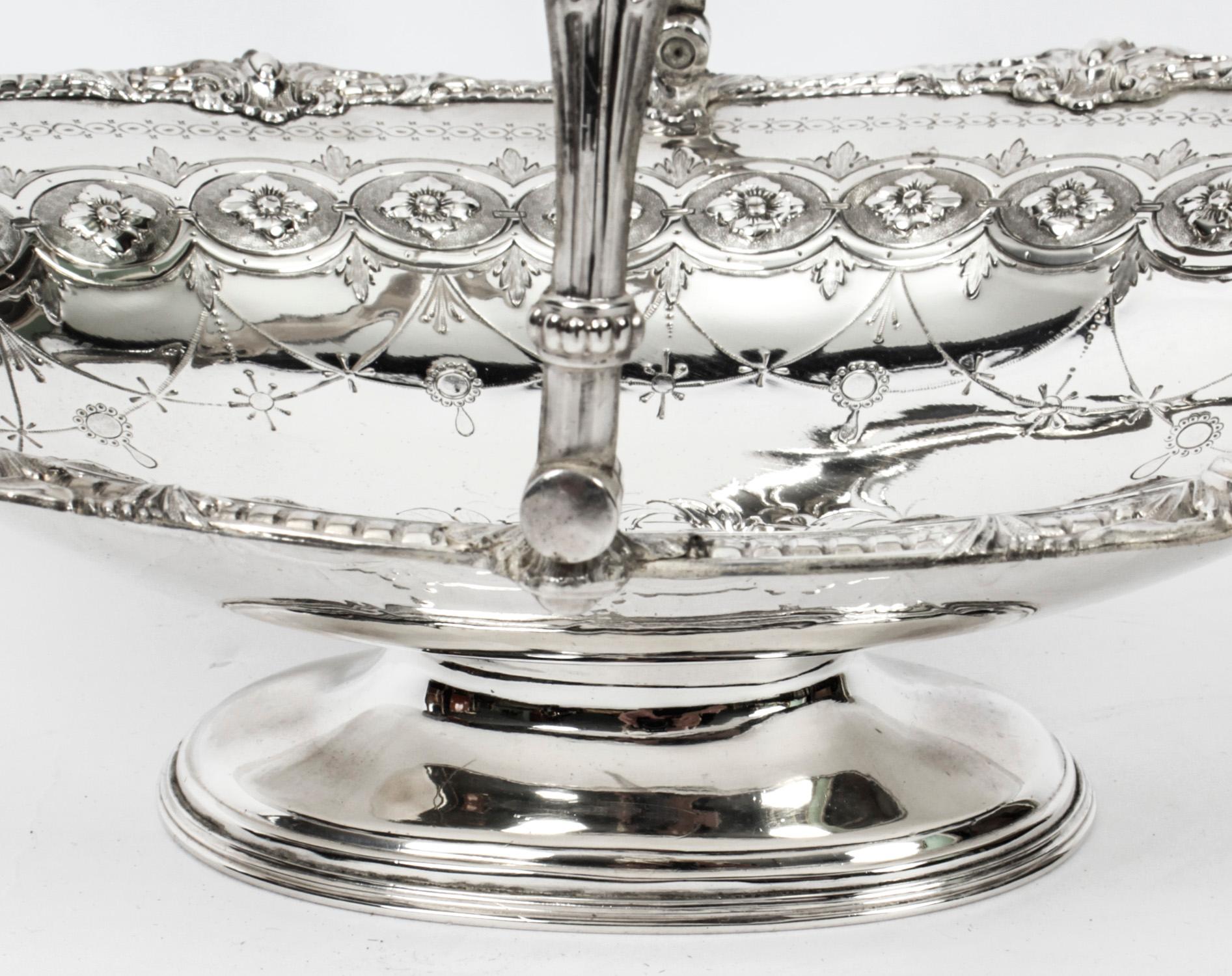 Late 19th Century Antique Silver Plated Fruit Basket by Henry Atkins & Co 19th C