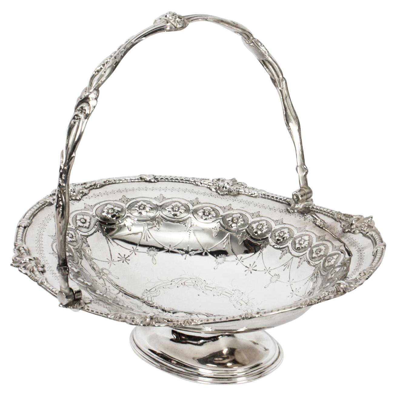 Antique Silver Plated Fruit Basket by Henry Atkins & Co 19th C