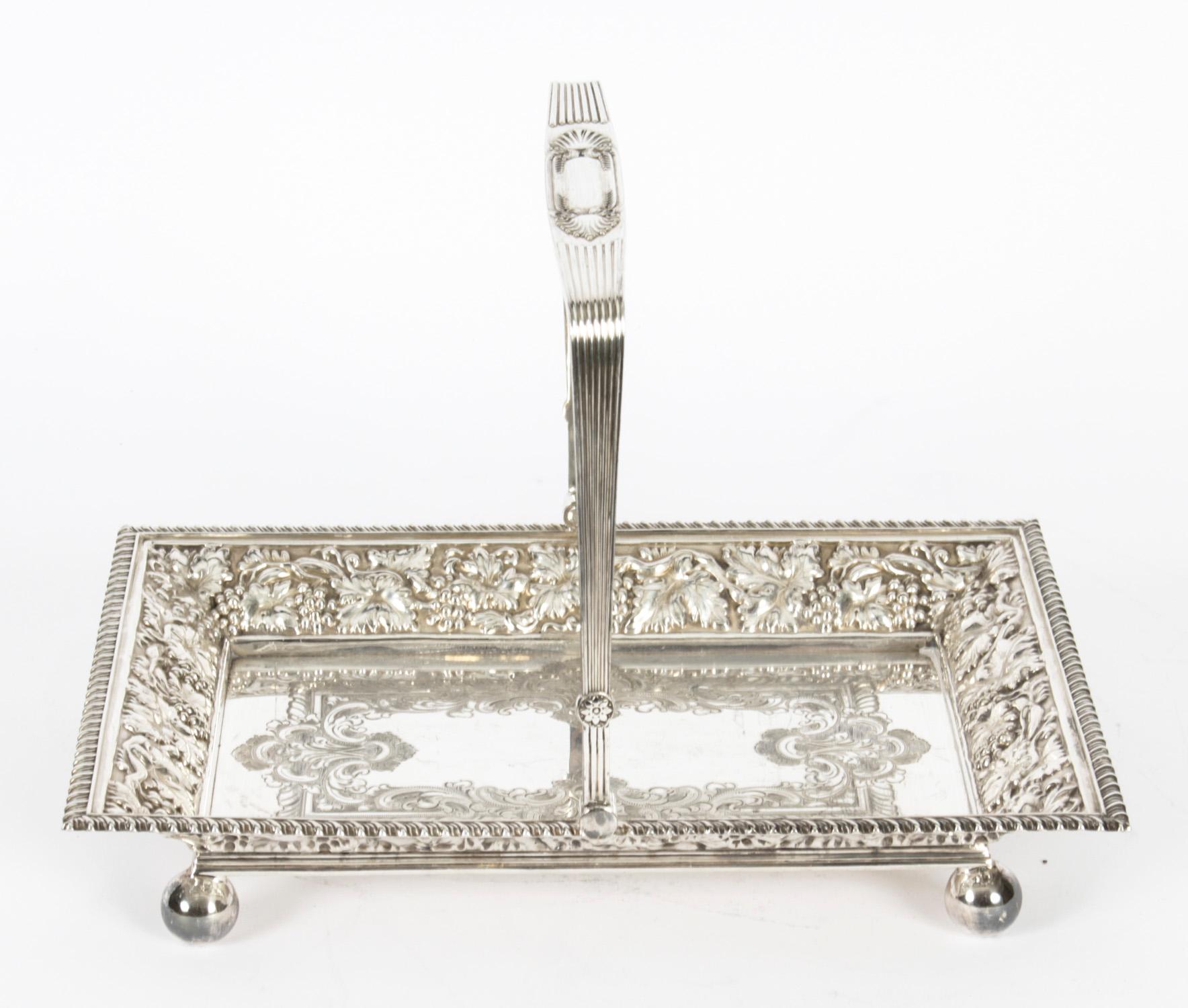 Antique Silver Plated Fruit Basket by Roberts & Belk 19th C 6