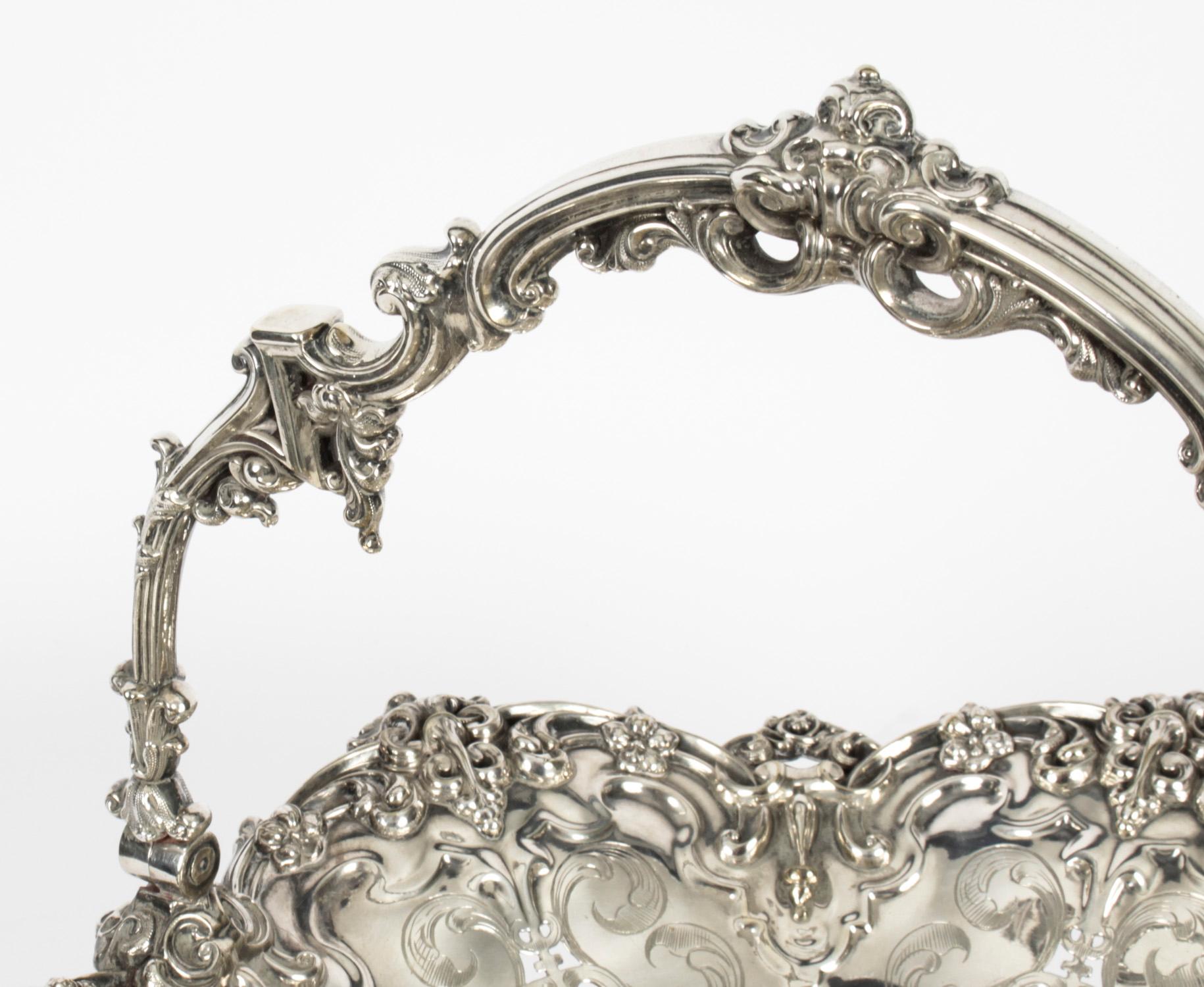 Antique Silver Plated Fruit Basket Wilkinson & Co 19th Century 4