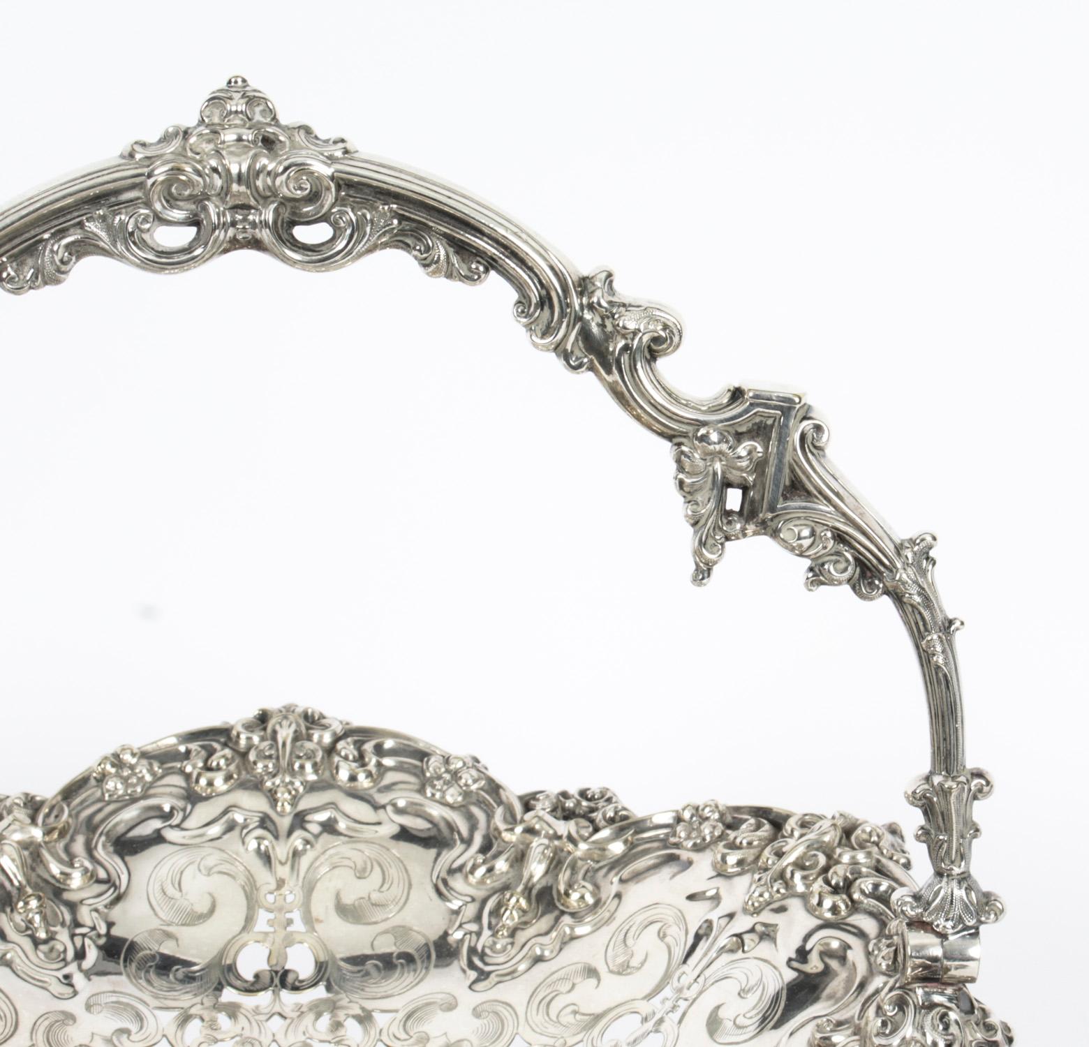 Antique Silver Plated Fruit Basket Wilkinson & Co 19th Century 5