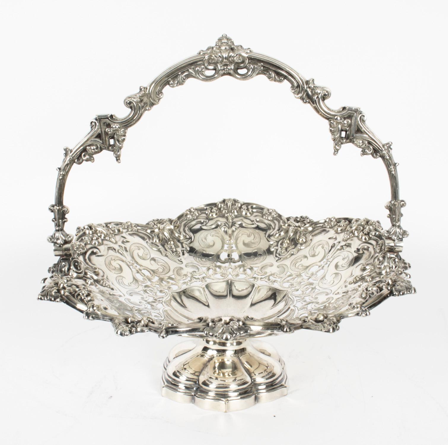 Antique Silver Plated Fruit Basket Wilkinson & Co 19th Century 8