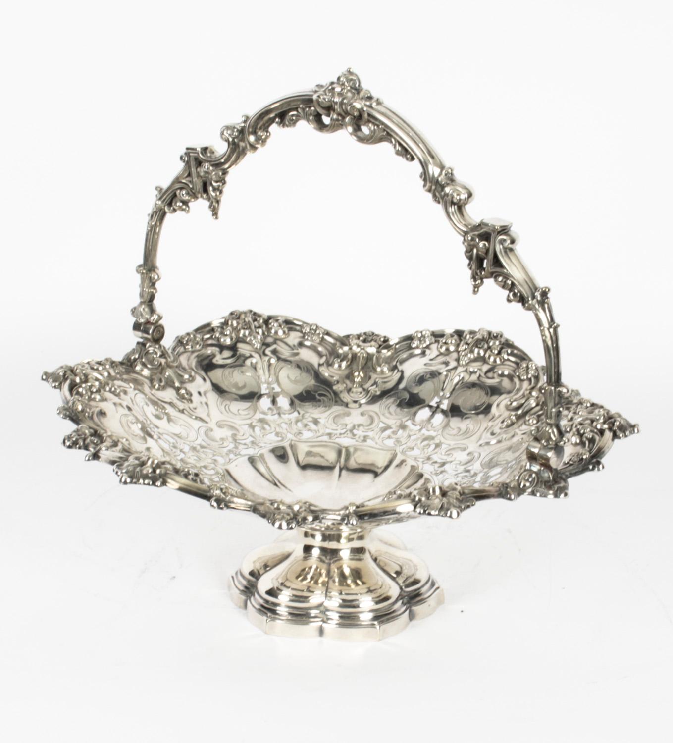 English Antique Silver Plated Fruit Basket Wilkinson & Co 19th Century
