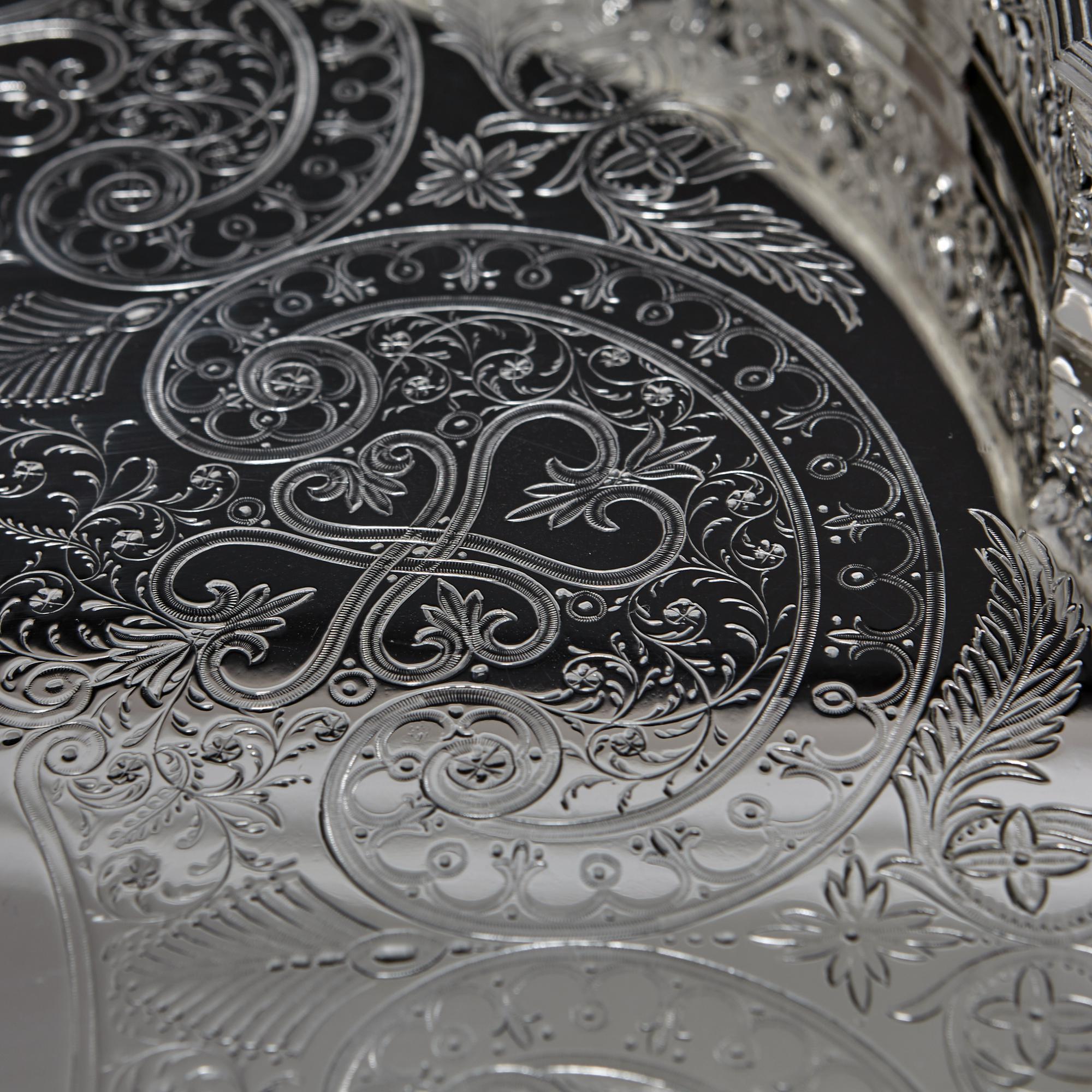 Antique silver-plated gallery tray For Sale 5