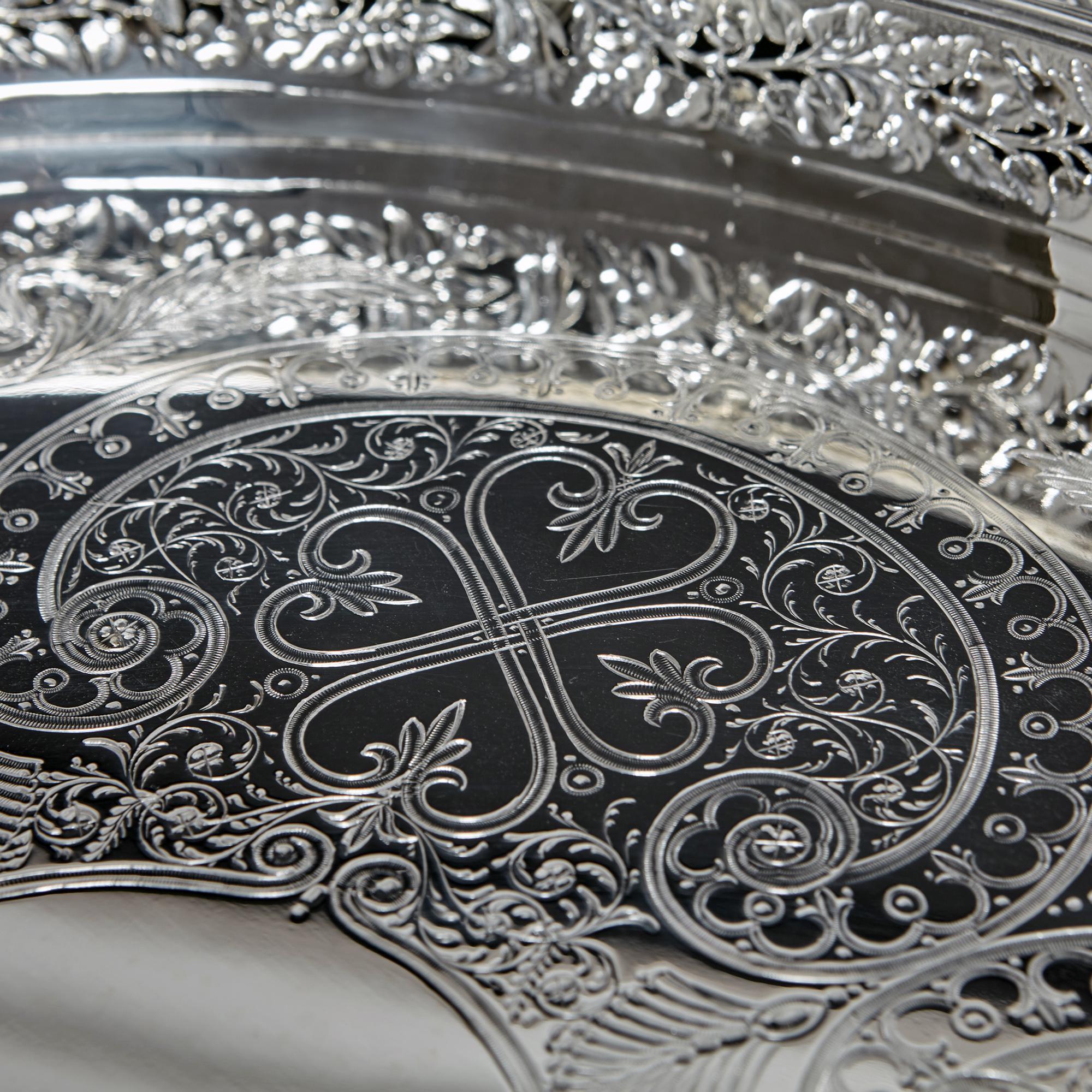 Antique silver-plated gallery tray For Sale 7