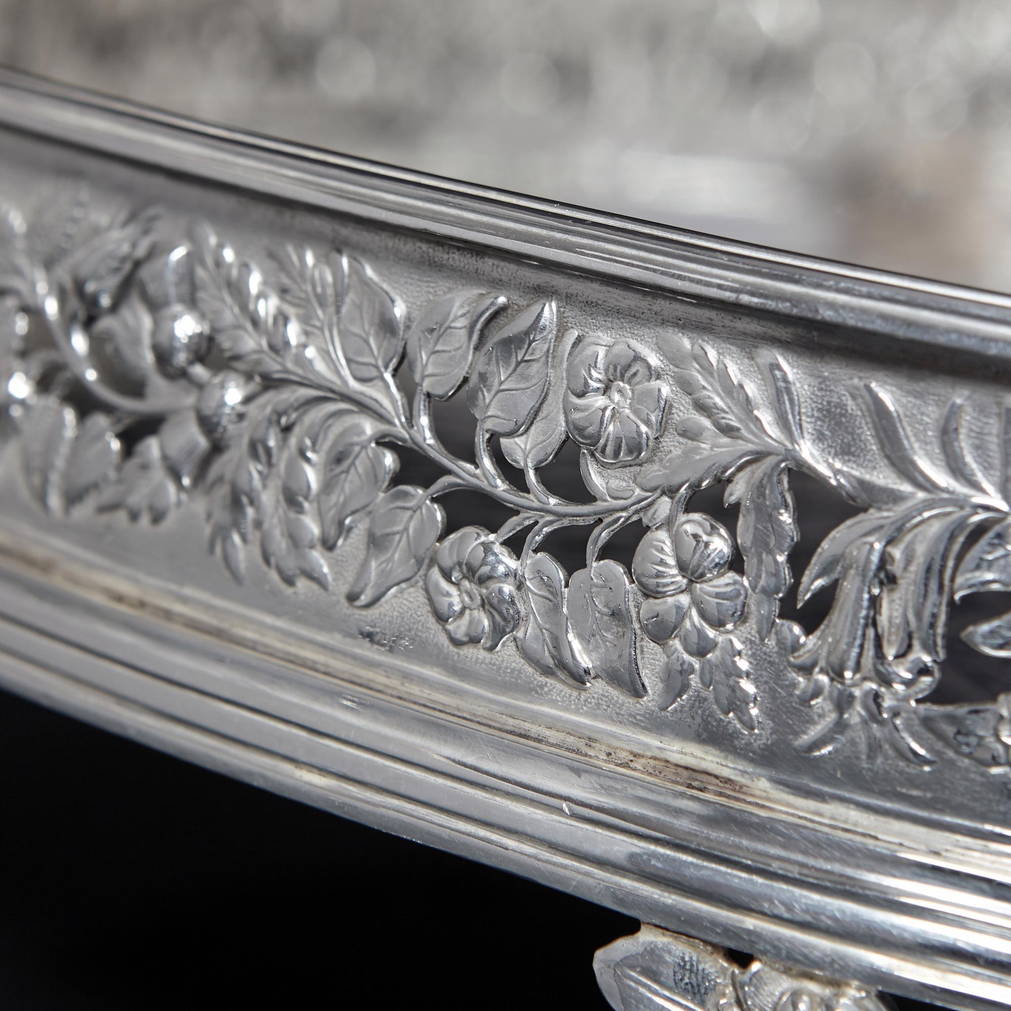 Antique silver-plated gallery tray For Sale 1