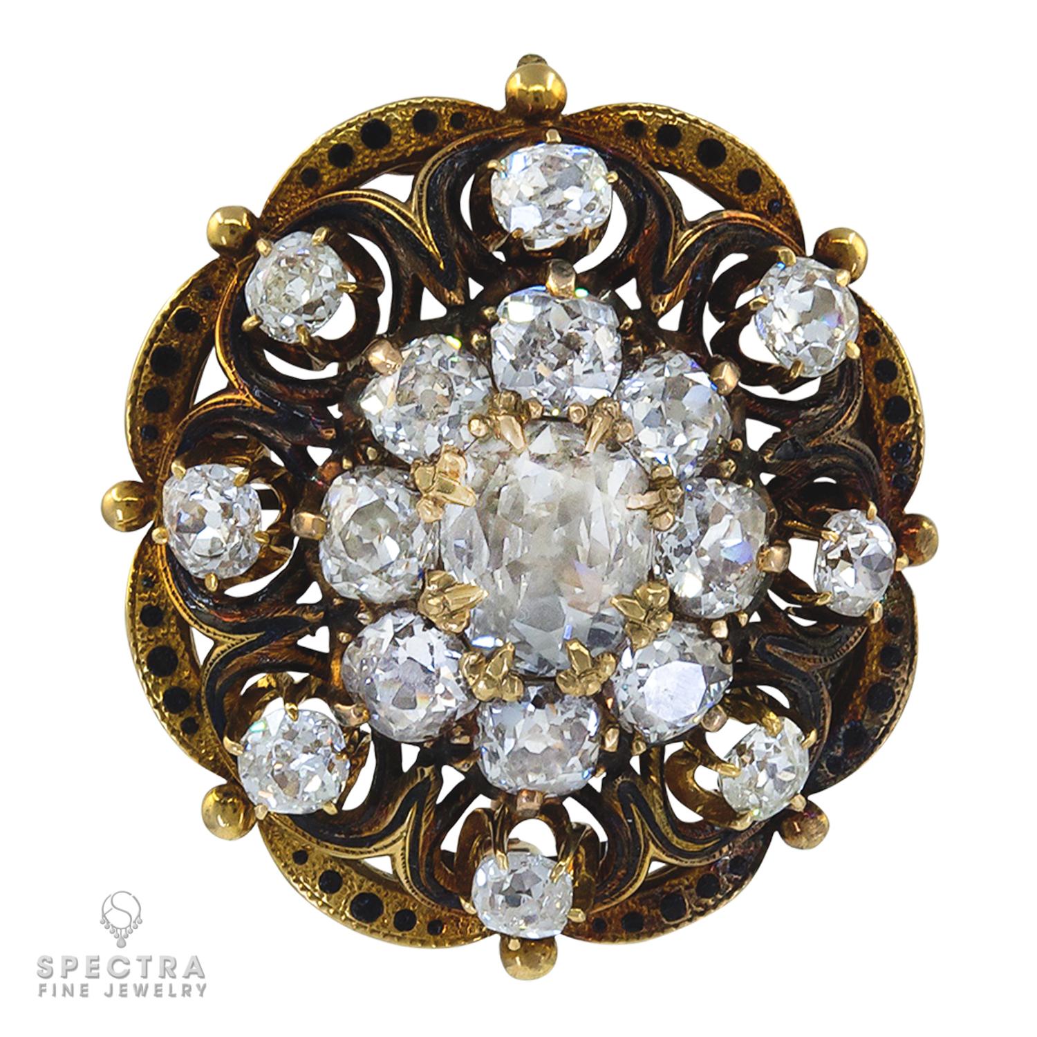 Édouardien Pendentif antique en argent plaqué or avec diamant, circa 1900s en vente