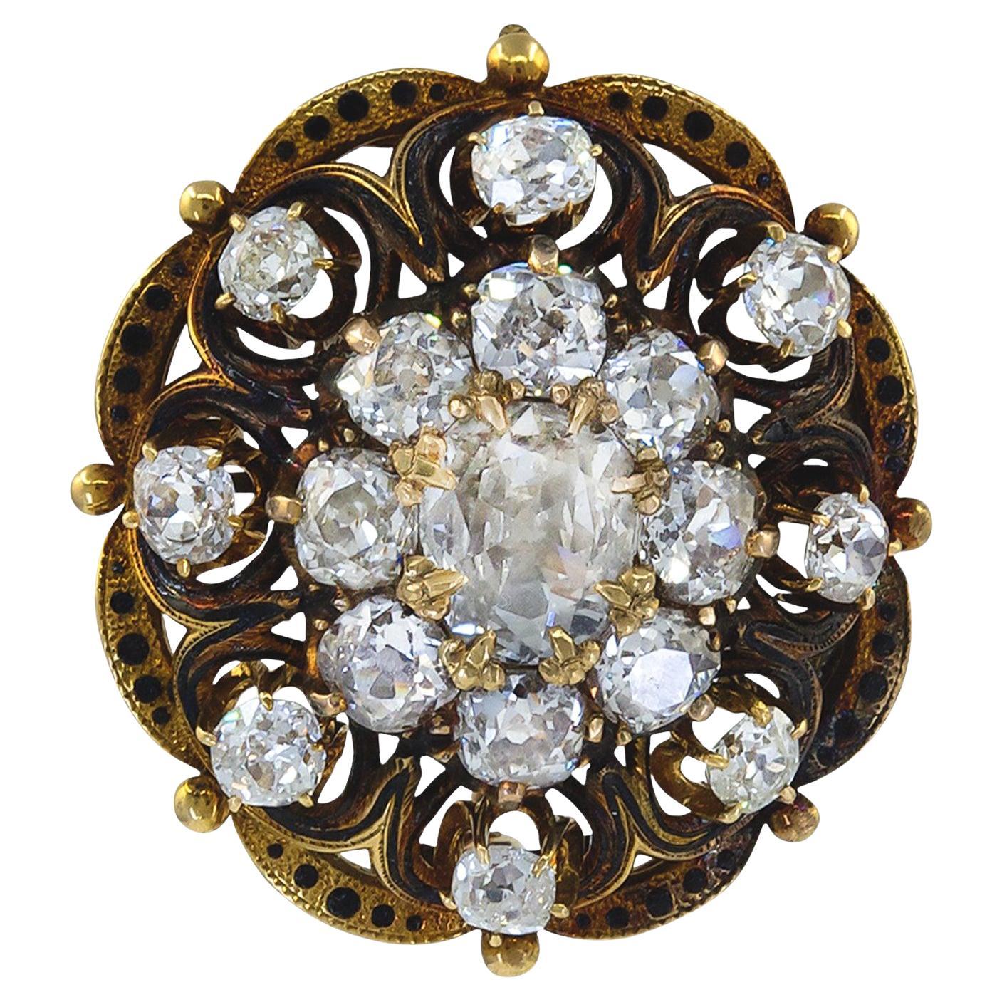 Antique Silver Plated Gold Diamond Clip Pendant, circa 1900s