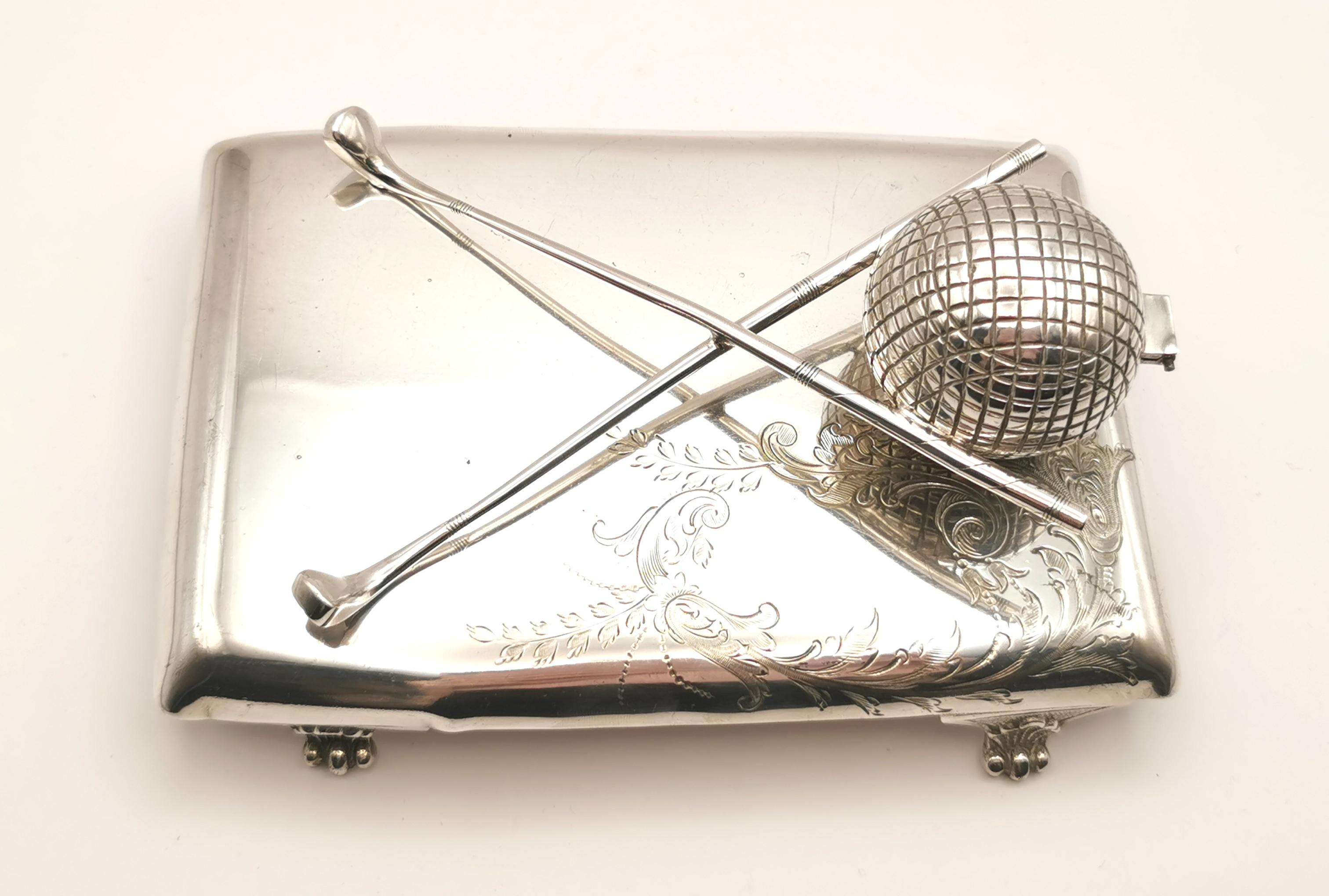 Antique silver plated golf inkstand, golfing inkwell  In Good Condition In NEWARK, GB