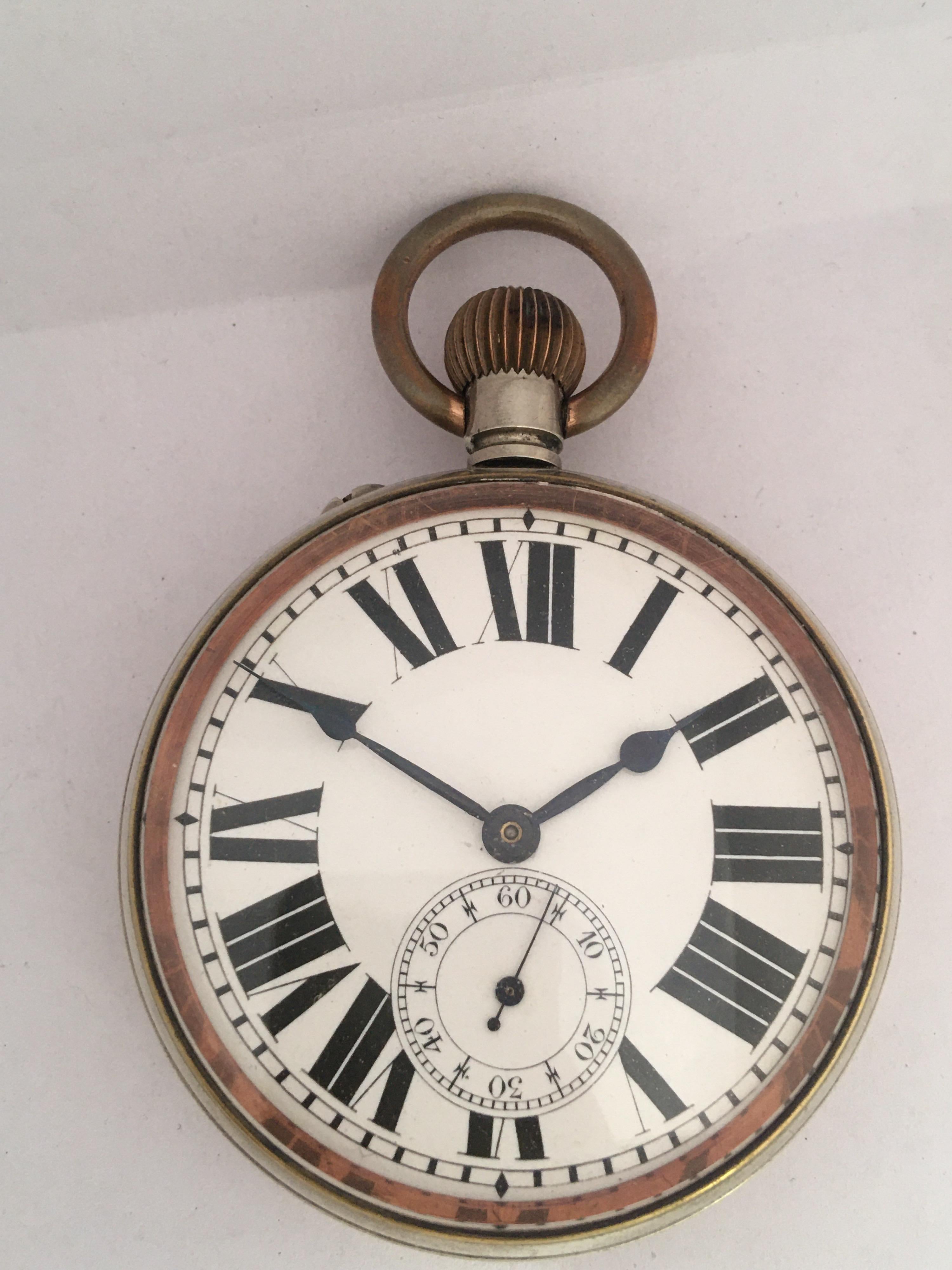 Antique Silver Plated Goliath Pocket Watch For Sale 7