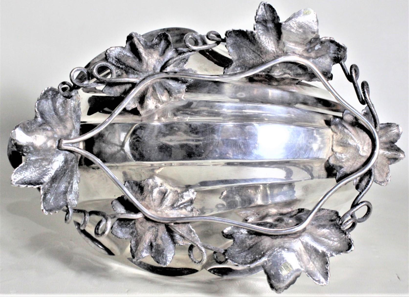 Antique Silver Plated Grape Stand Centerpiece with Child and Etched Glass Eperne For Sale 5