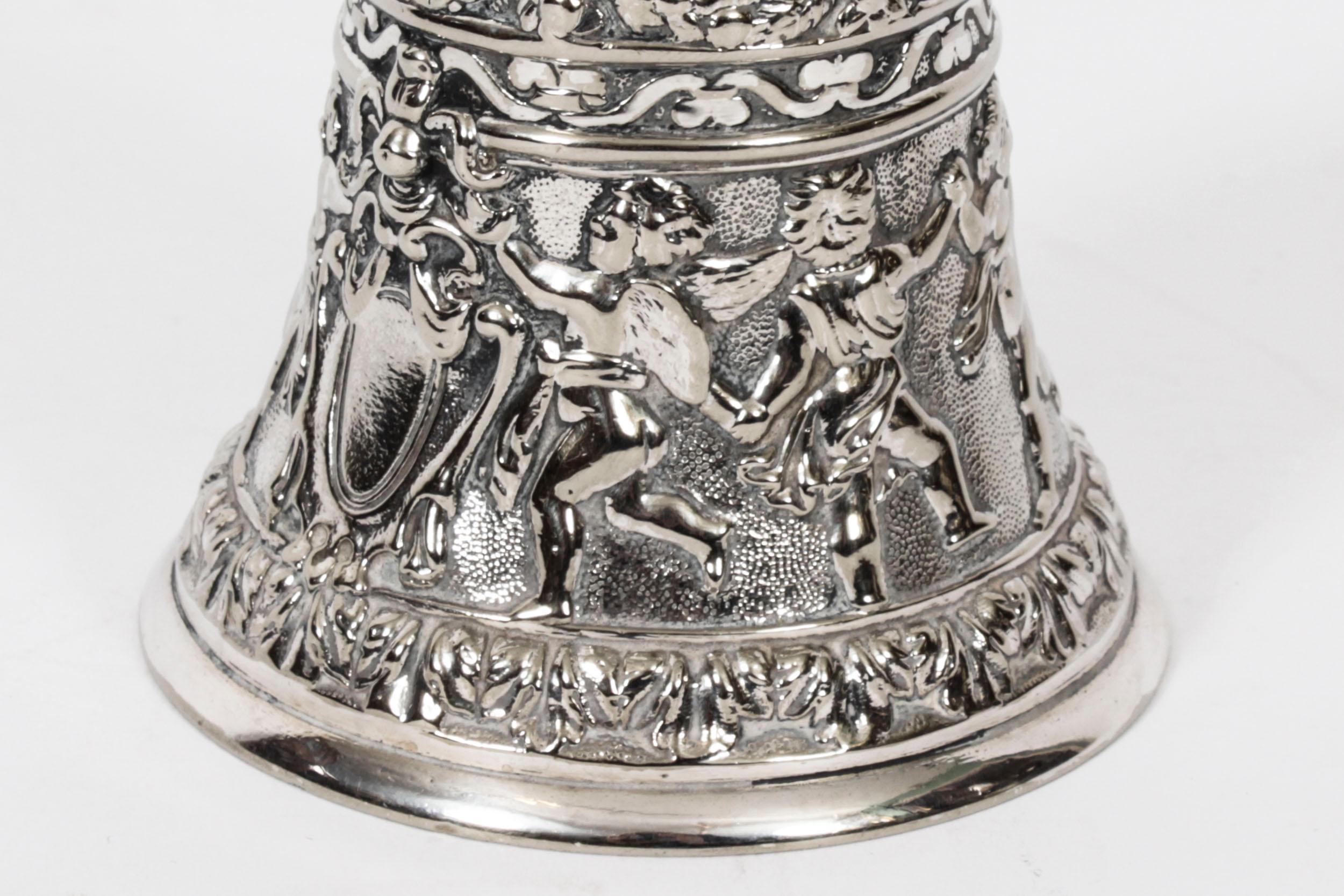 Antique Silver Plated Hand Bell Renaissance Revival 19th Century For Sale 2