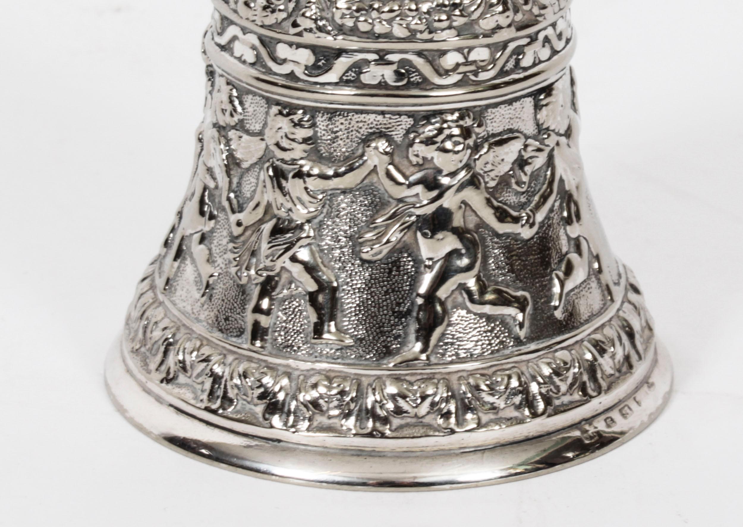 Antique Silver Plated Hand Bell Renaissance Revival 19th Century For Sale 3