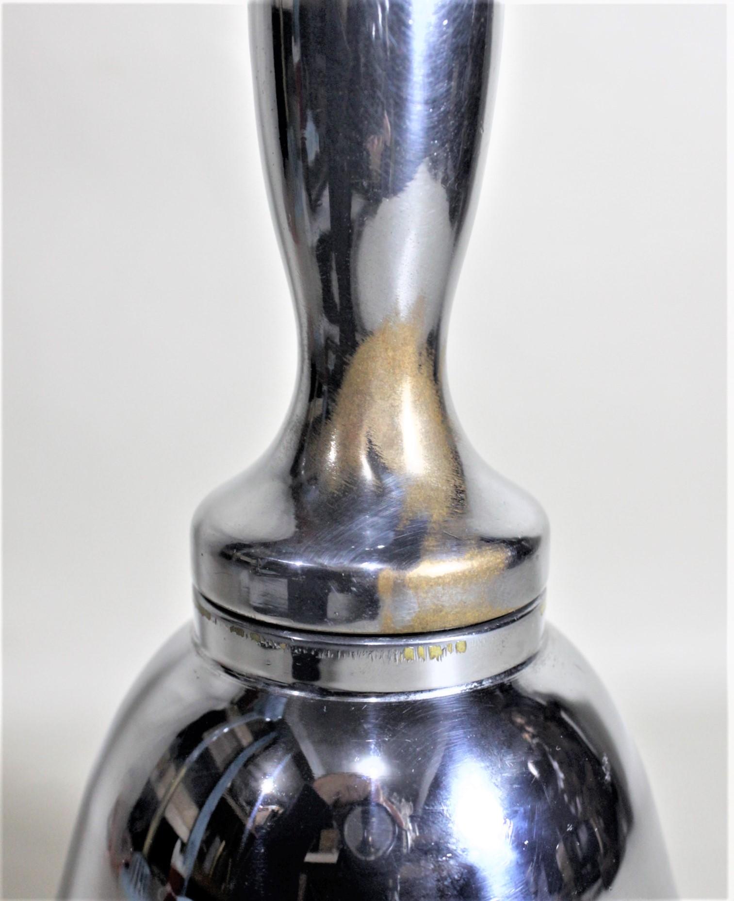 Art Deco Antique Silver Plated Hand Held School Bell Shaped Cocktail or Bar Shaker For Sale