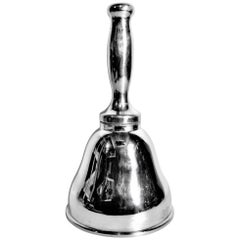Antique Silver Plated Hand Held School Bell Shaped Cocktail or Bar Shaker