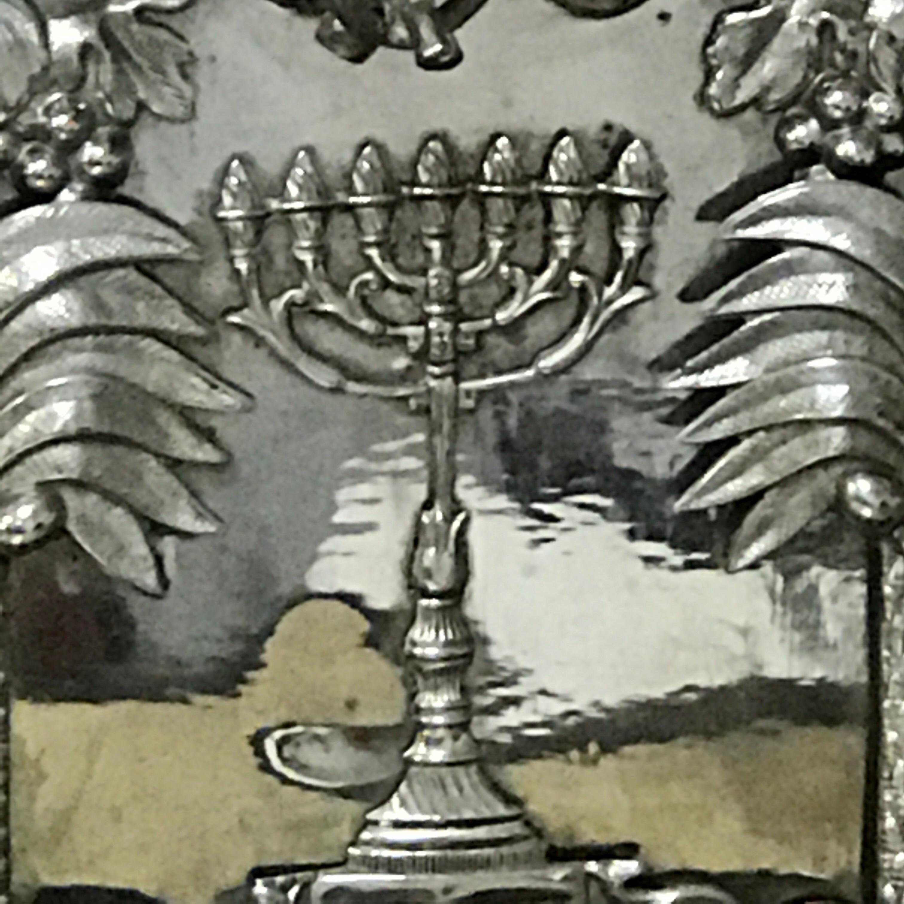 Antique Silver Plated Hannukah Lamp, Complete 2