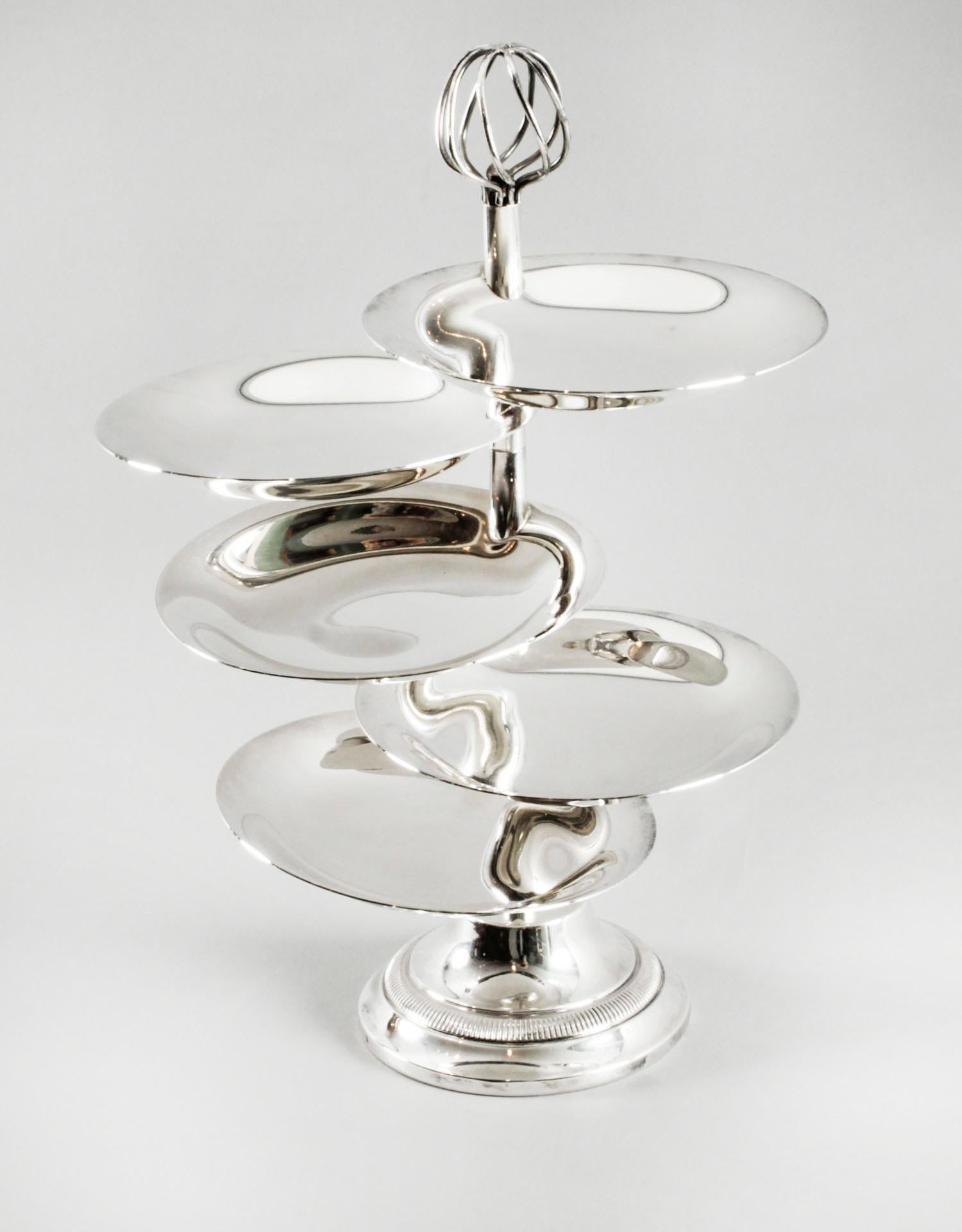 Vintage Silver Plated Hors d'oeuvres Stand by Christofle 20th C For Sale 8
