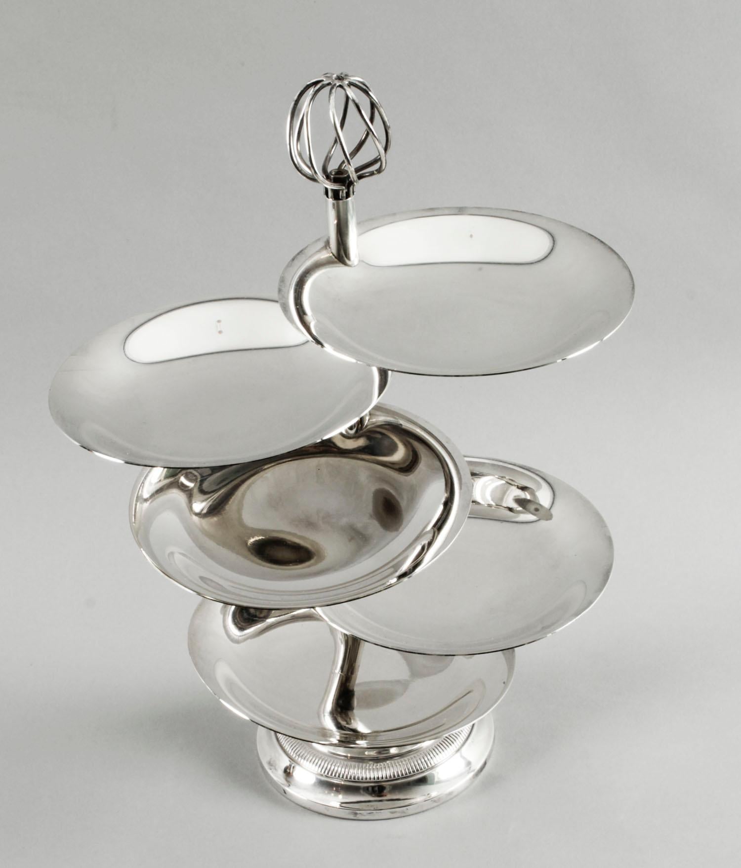 French Antique Silver Plated Hors d'oeuvres Stand by Christofle 19th C For Sale