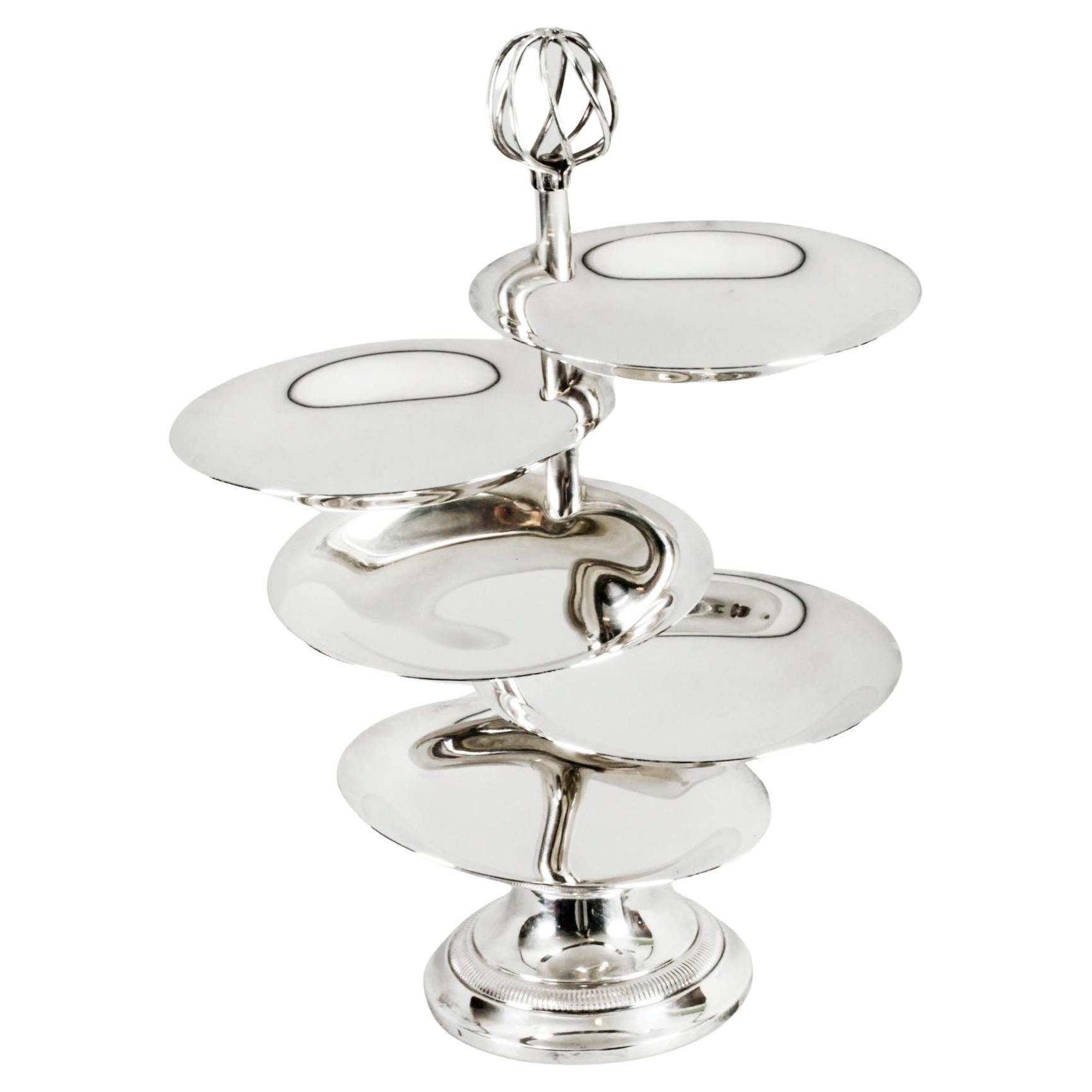 Antique Silver Plated Hors d'oeuvres Stand by Christofle 19th C For Sale