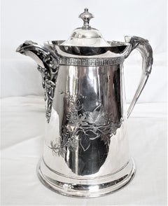 Antique Silver Plated Insulated Hot Water Pitcher with Leaf Decoration