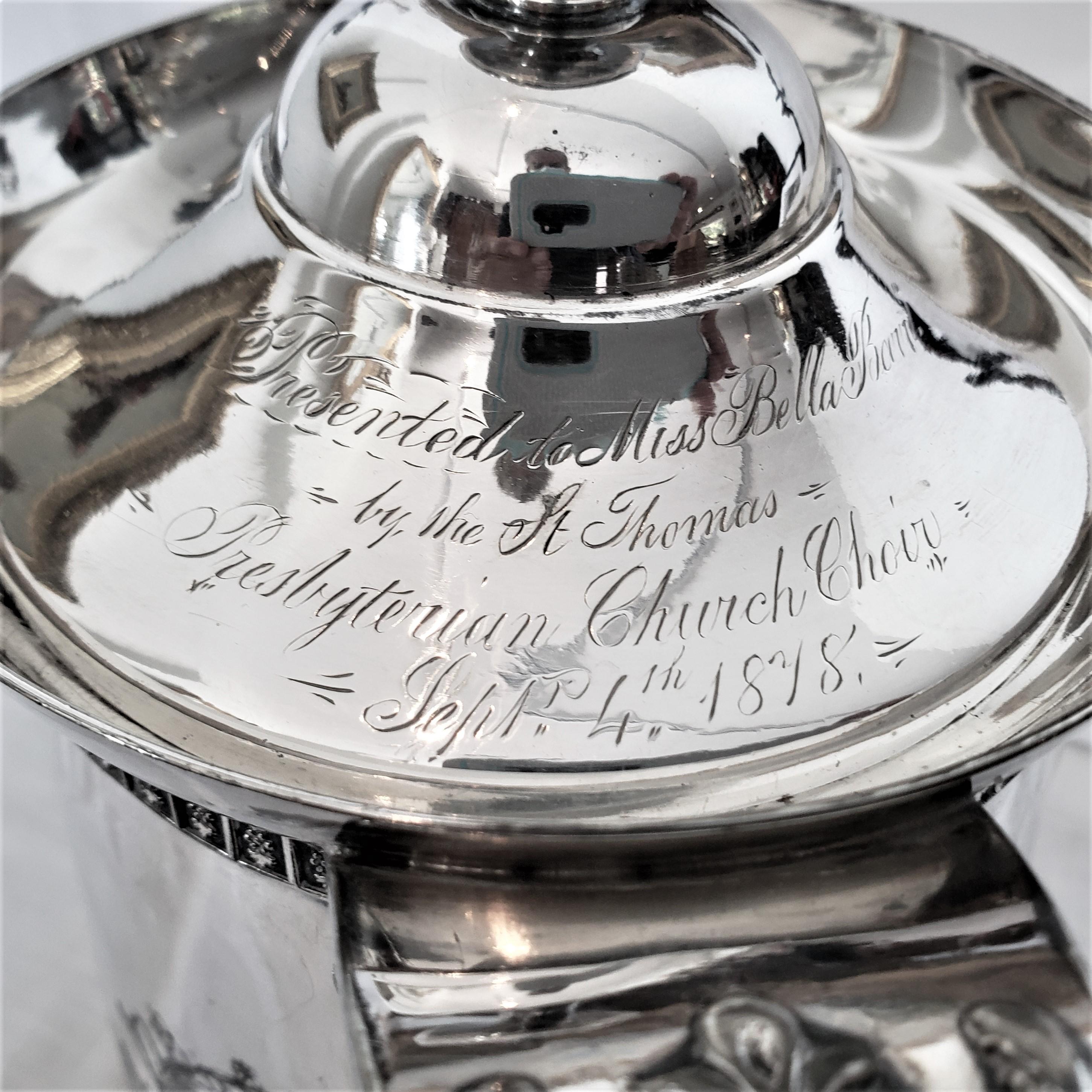 Antique Silver Plated Insulated Hot Water Pitcher with Leaf Decoration In Good Condition For Sale In Hamilton, Ontario